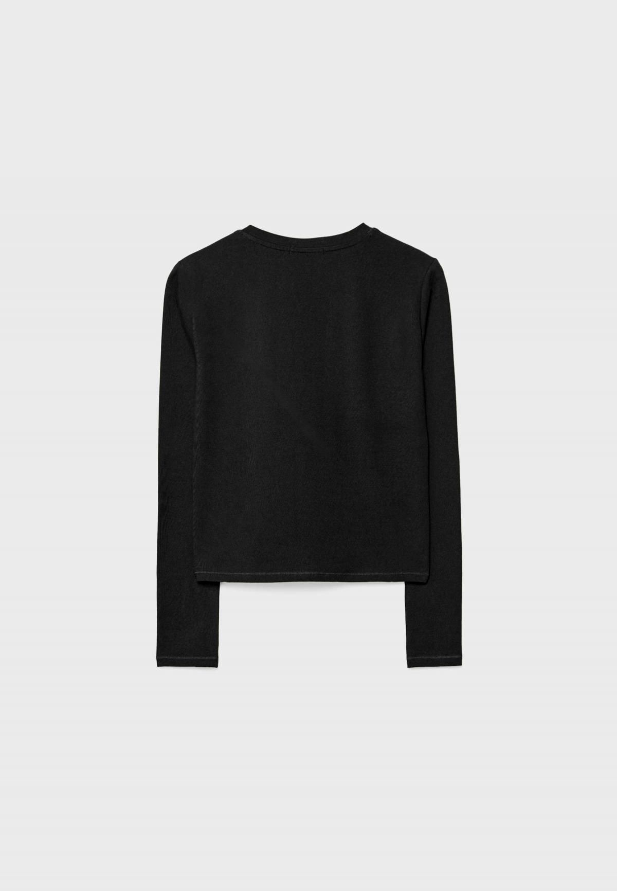 스트라디바리우스 베이직 심플 라운드넥 블랙 긴팔 티셔츠 8078/650 BLACK - 상세 이미지 2