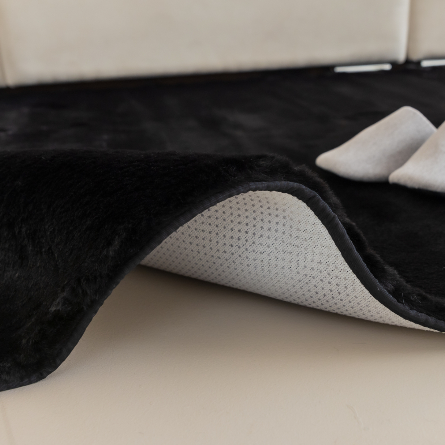 먼지없는 워셔블 장모 온감 러그 대형 거실 침실 원룸 에코퍼 블랙, 원형 100