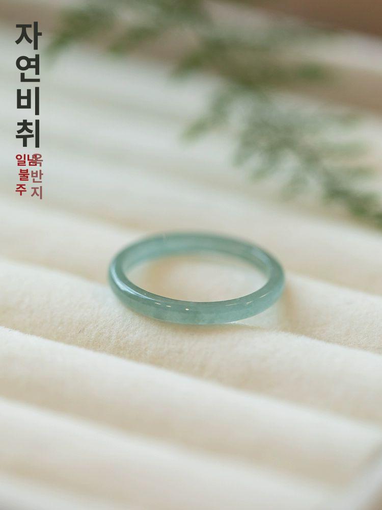 혼주 비취반지 실가락지 손가락둘레 그린 패션반지 커플링 여성스러운 옥가락지 사이즈 8 - 상세 이미지 4