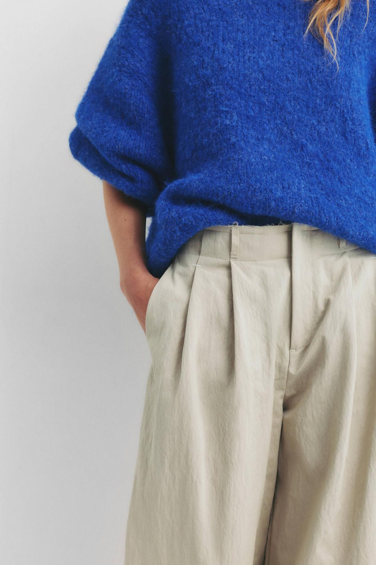 풀앤베어 테크니컬 프레이드 플리츠 와이드 슬랙스 팬츠 7675/396 BEIGE - 상세 이미지 4