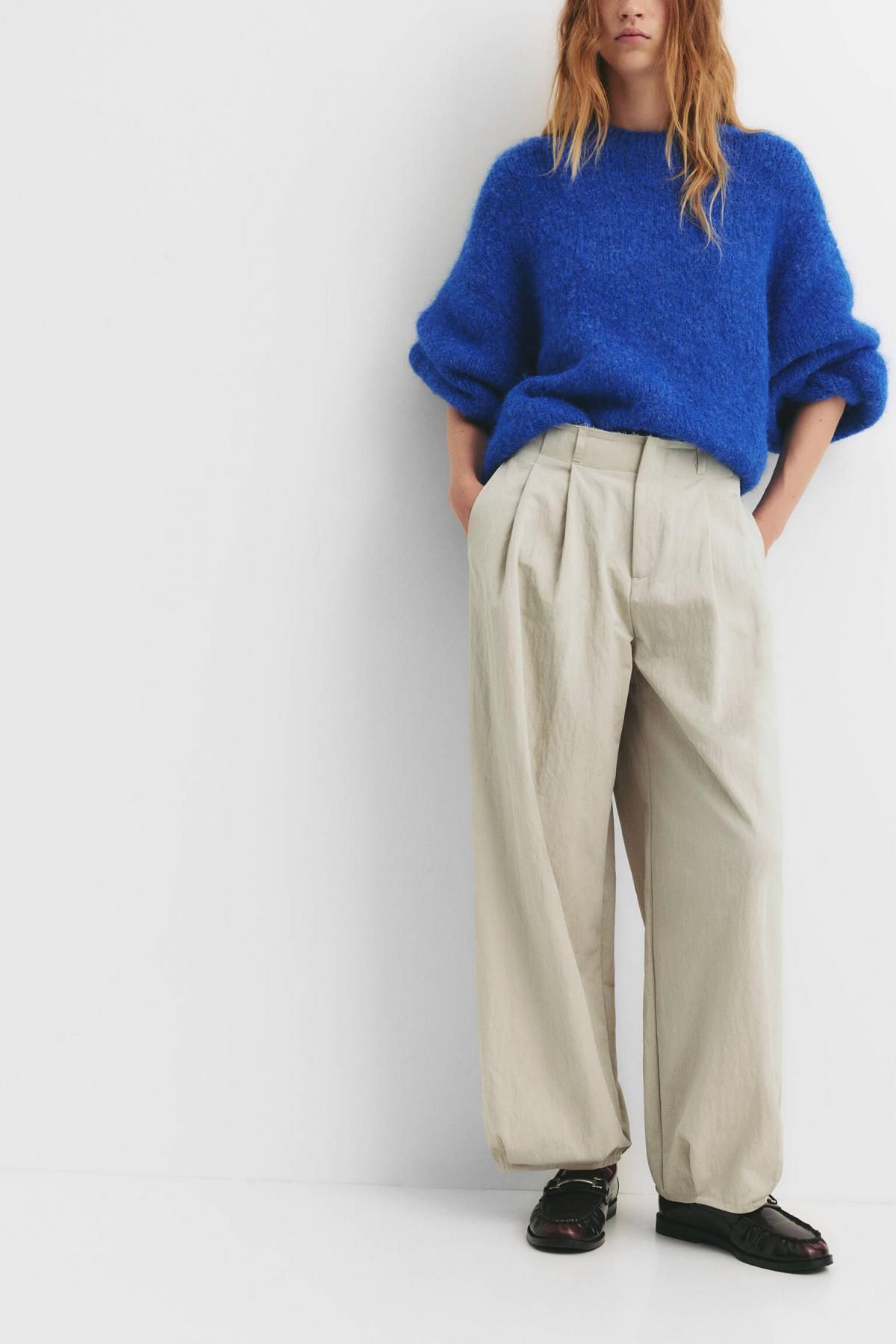 풀앤베어 테크니컬 프레이드 플리츠 와이드 슬랙스 팬츠 7675/396 BEIGE - 상세 이미지 5