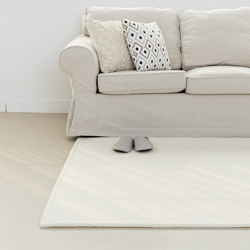 먼지없는 워셔블 장모 온감 러그 대형 거실 침실 원룸 노바 스노우화이트, 150x200