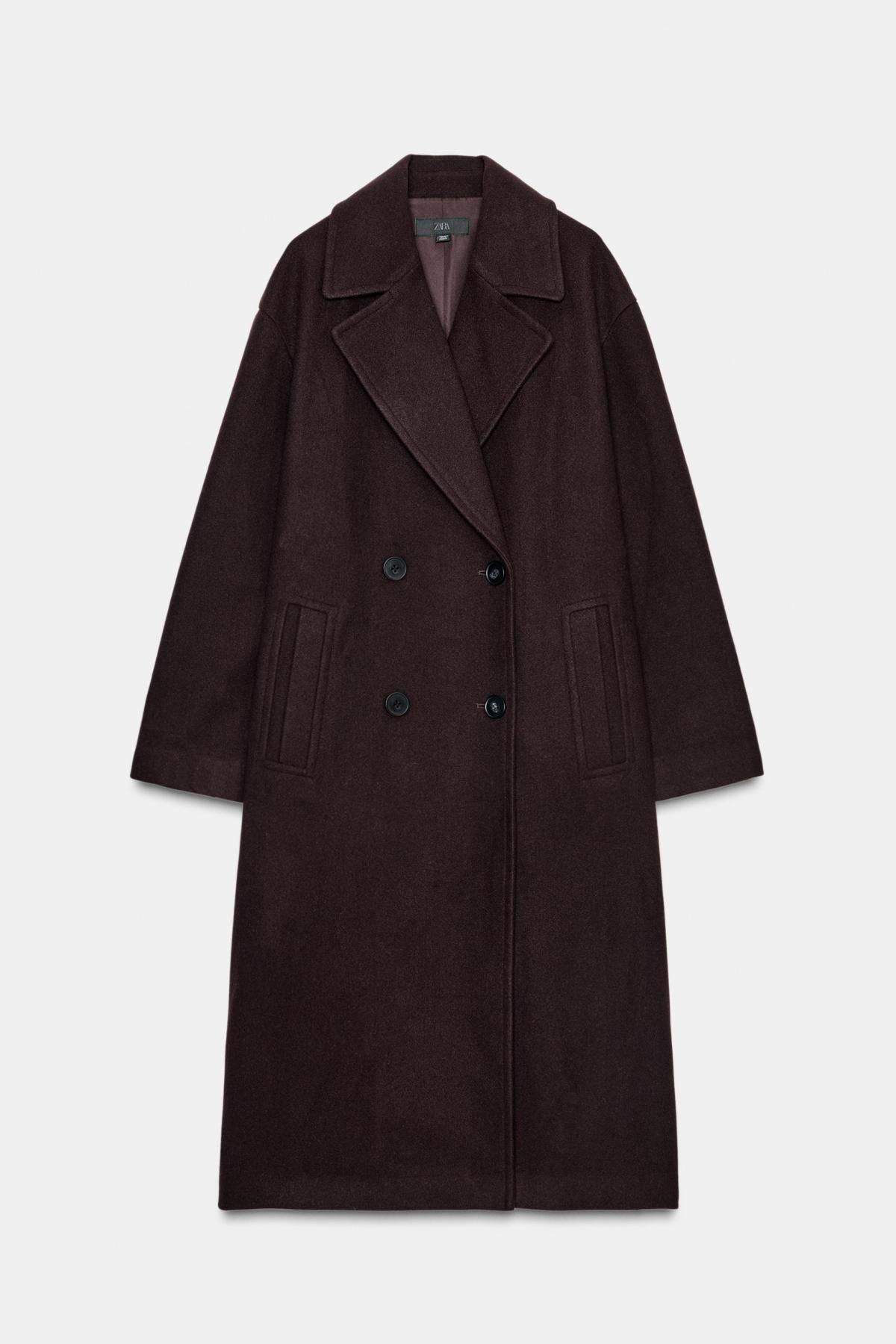 자라 소프트 오버사이즈 더블 롱 코트 3046/298 BURGUNDY - 메인 이미지