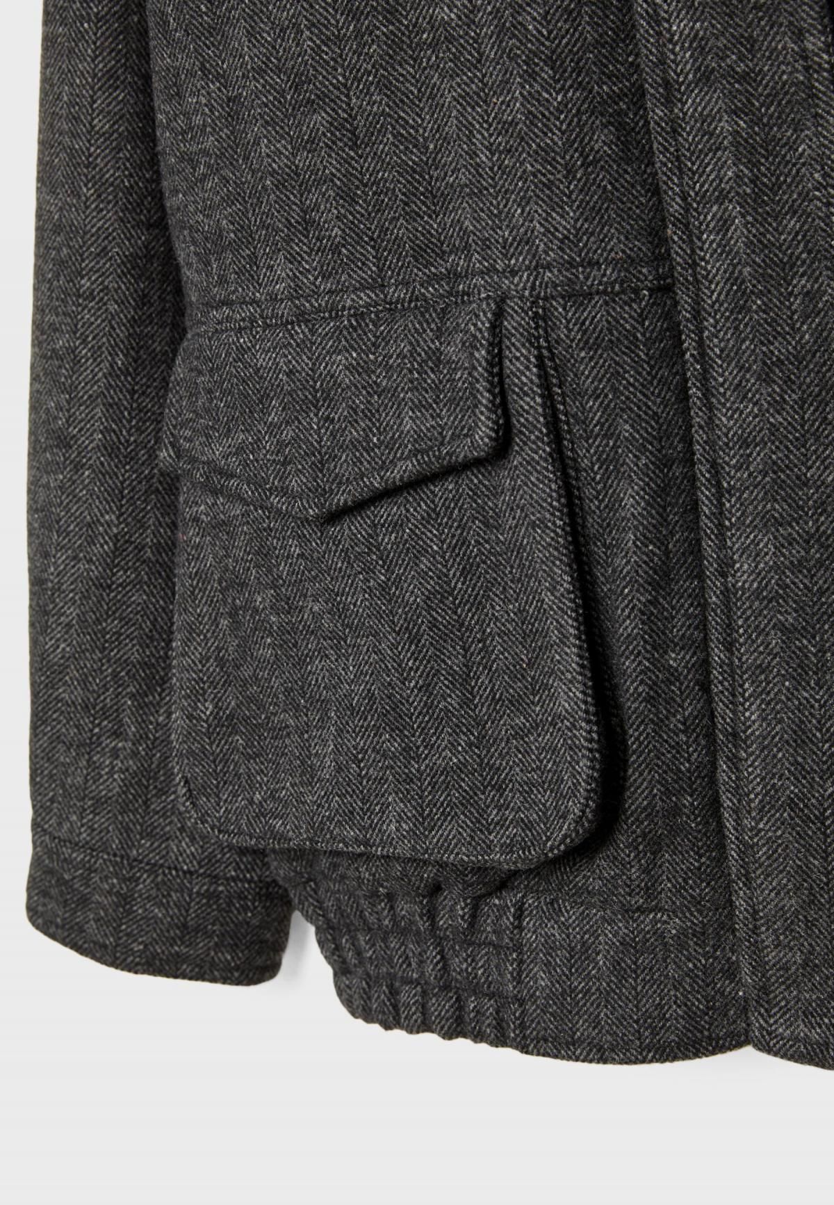 스트라디바리우스 테크니컬 헤링본 가죽 칼라 포켓 재킷 8478/128 DARK GREY - 상세 이미지 3
