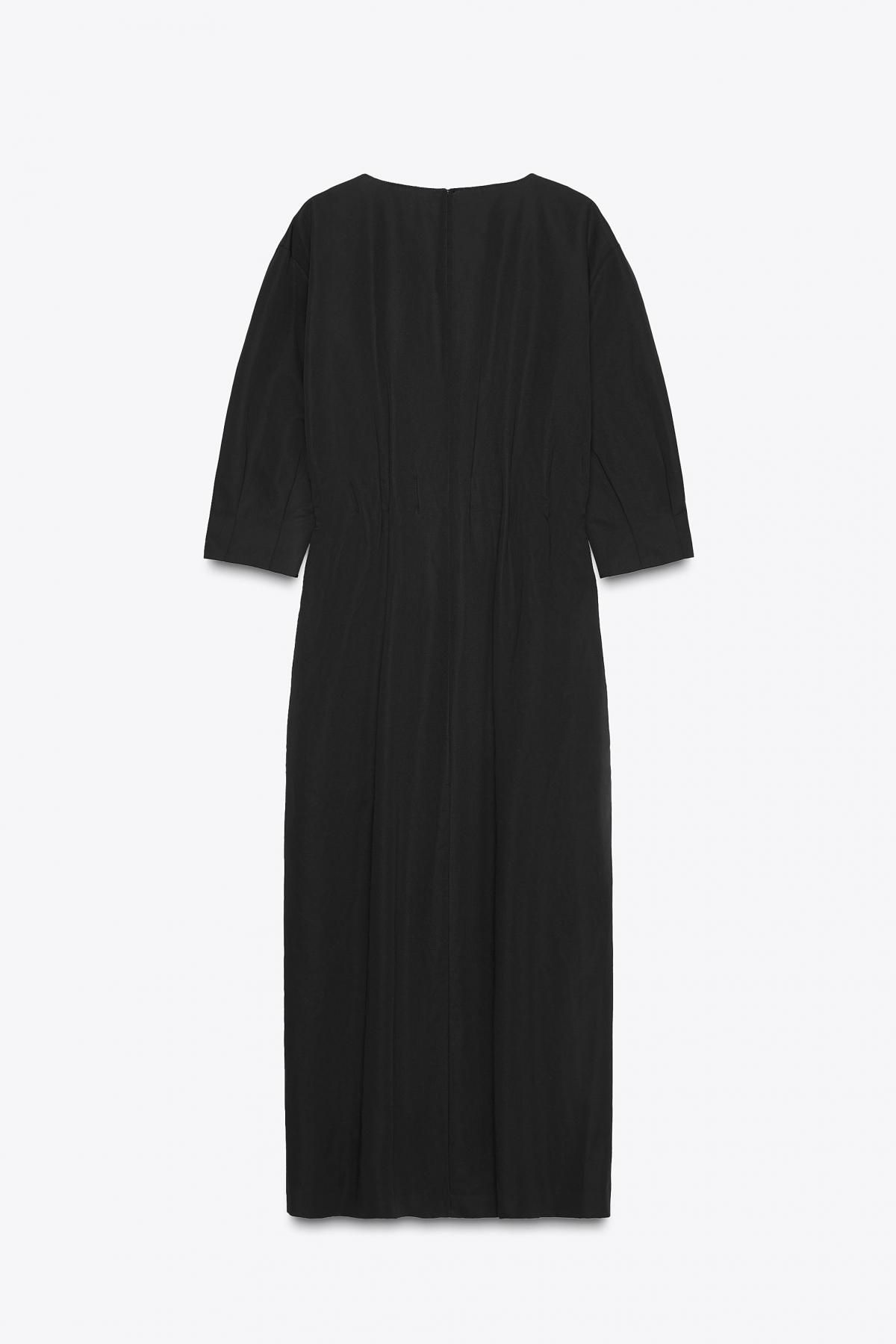자라 플리츠 미디 코튼리넨 블랙 원피스 4333/241 BLACK - 상세 이미지 5