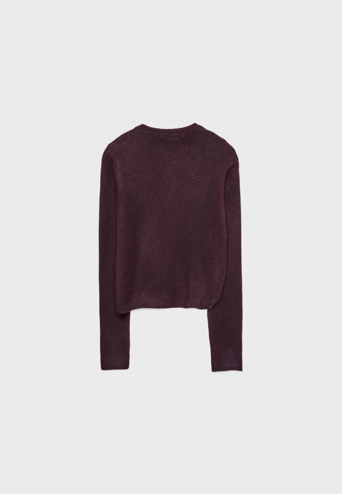 스트라디바리우스 버건디 라운드넥 버튼업 니트 가디건 8559/320 BURGUNDY - 상세 이미지 2