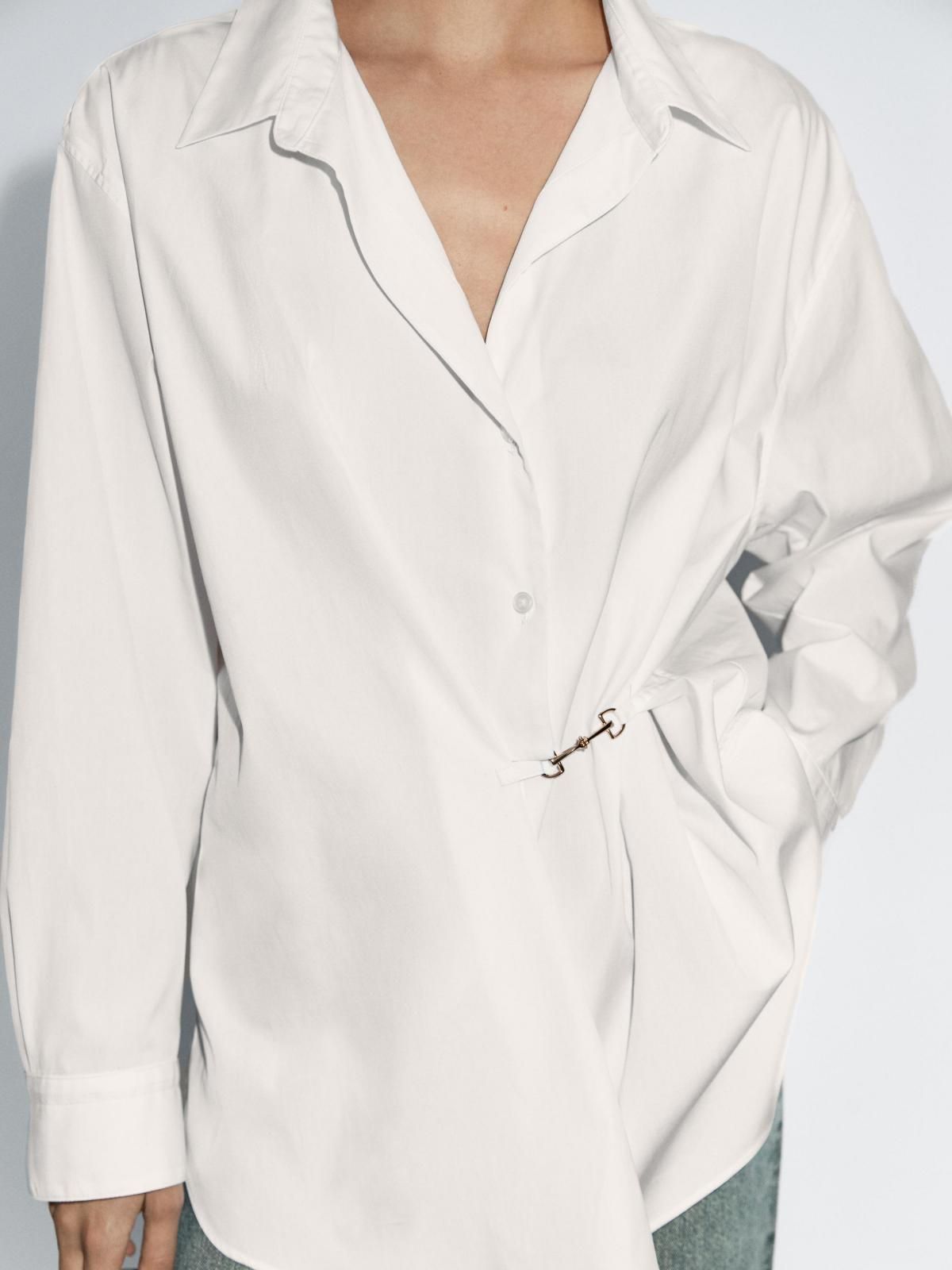 마시모두띠 메탈릭 디테일 코튼 포플린 긴팔 셔츠 5163/963 WHITE - 상세 이미지 5