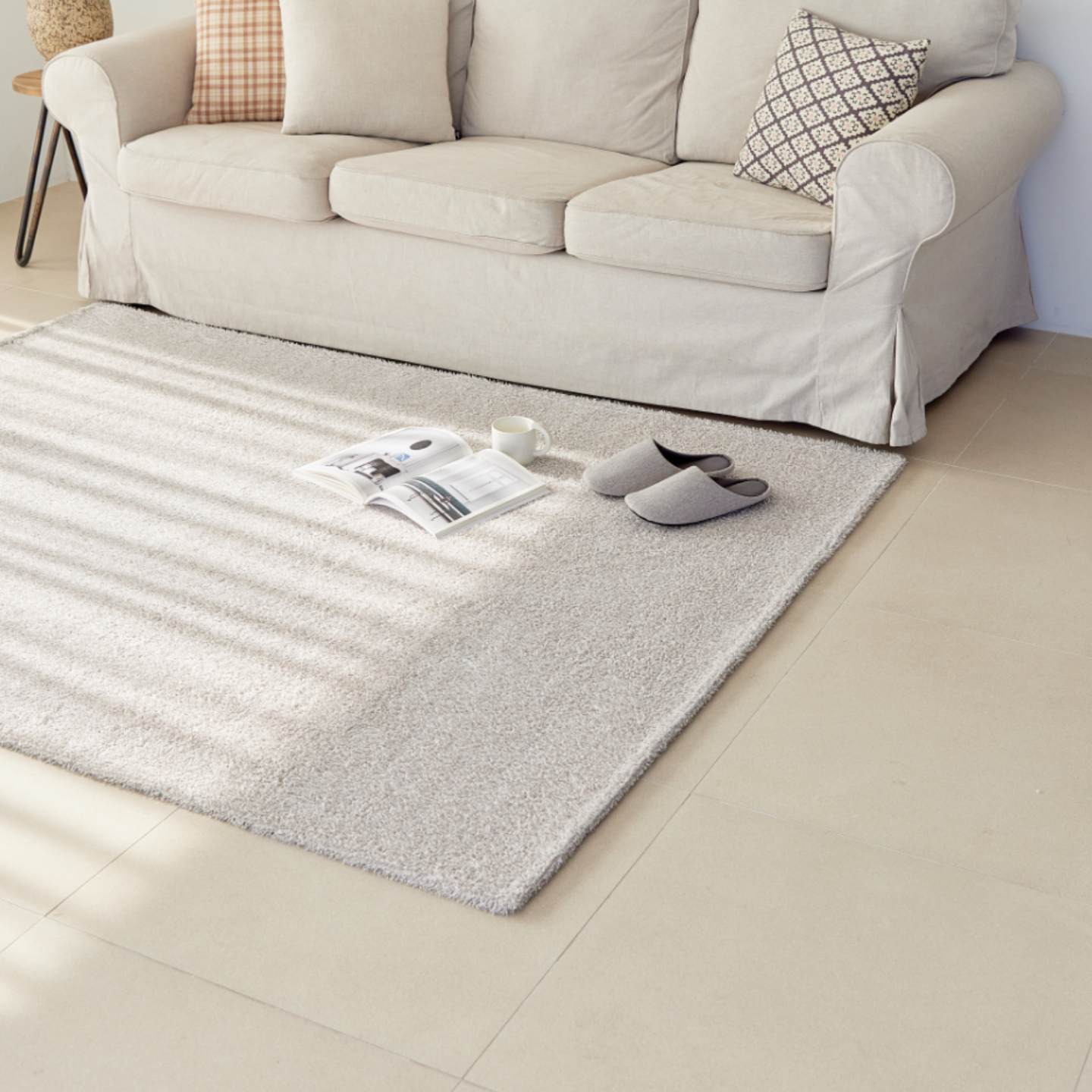 먼지없는 워셔블 장모 온감 러그 대형 거실 침실 원룸 실루엣 애쉬그레이, 170x230