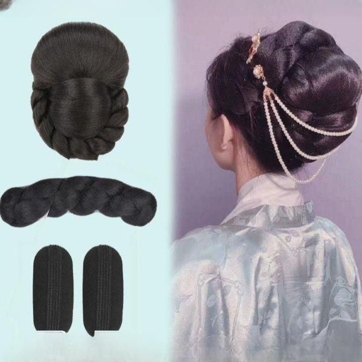 올림머리 가발 전통 중전 헤어 머리 촬영 헤어피스 왕비 - 상품 이미지