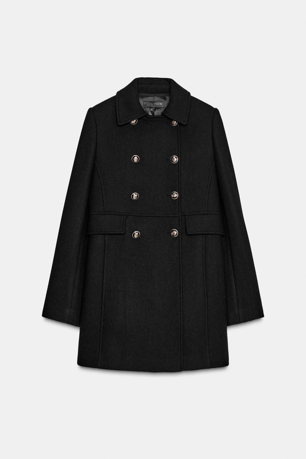 자라 블랙 클래식 더블브레스트 울 숏 코트 8473/107 BLACK - 상품 이미지