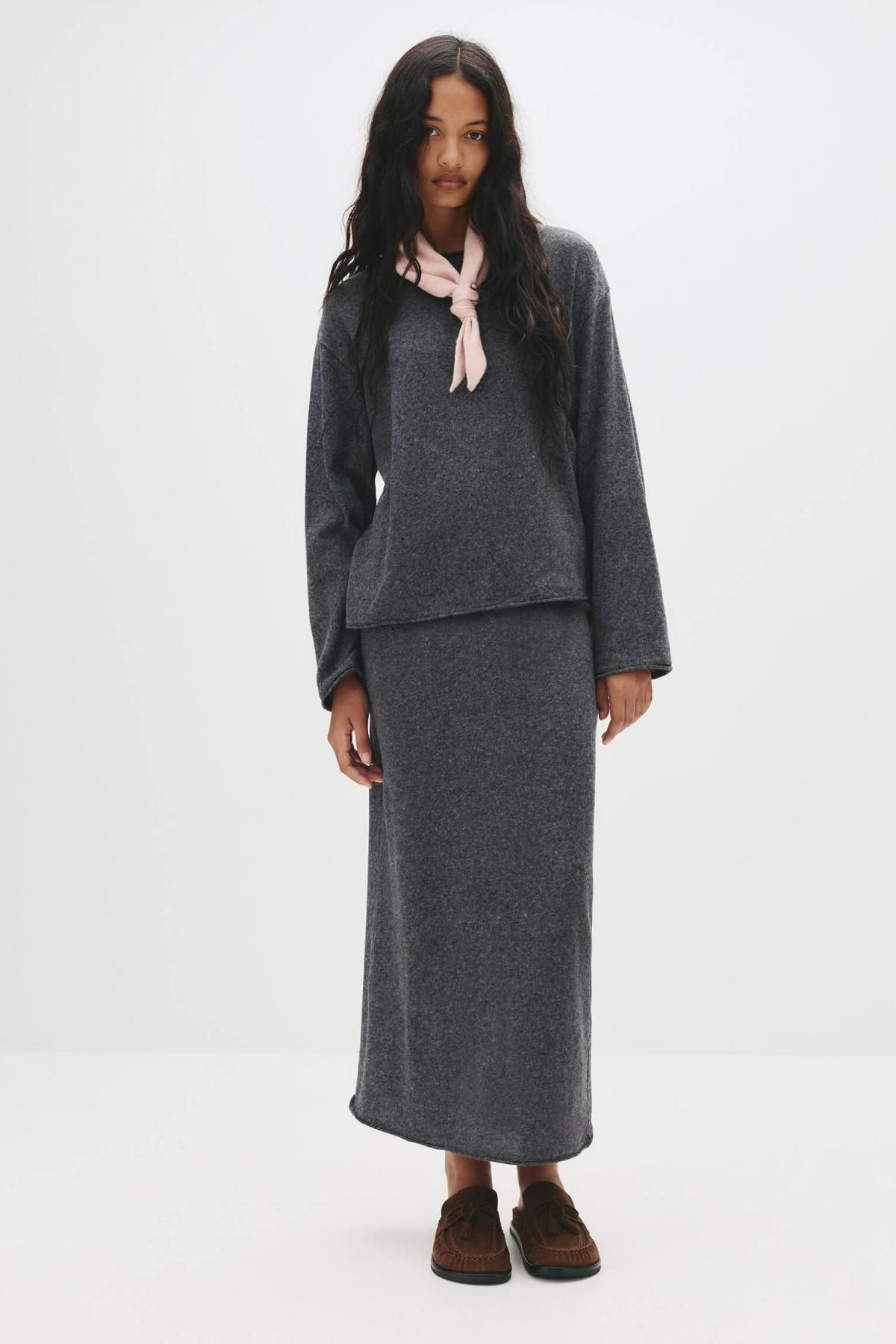 풀앤베어 소프트터치 그레이 라운드넥 긴팔 티셔츠 7151/473 MEDIUM GREY - 상세 이미지 3
