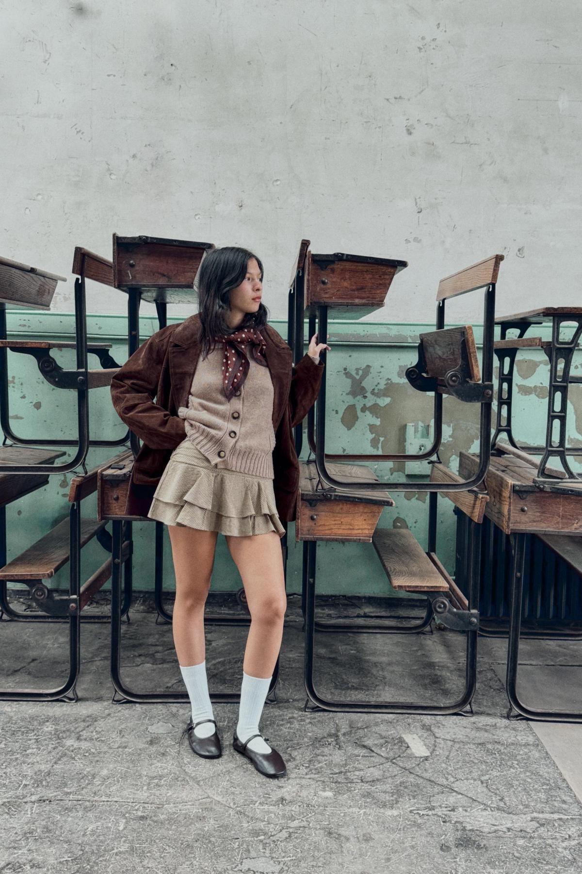 자라 러플 미니 스커트 팬츠 5427/514 BEIGE - 상세 이미지 2