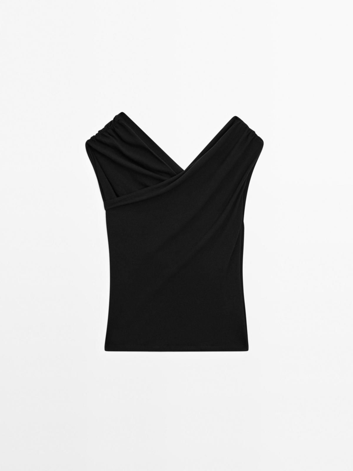 마시모두띠 모던 서플리스 보트넥 100 코튼 민소매 탑 6821/763 BLACK - 상품 이미지