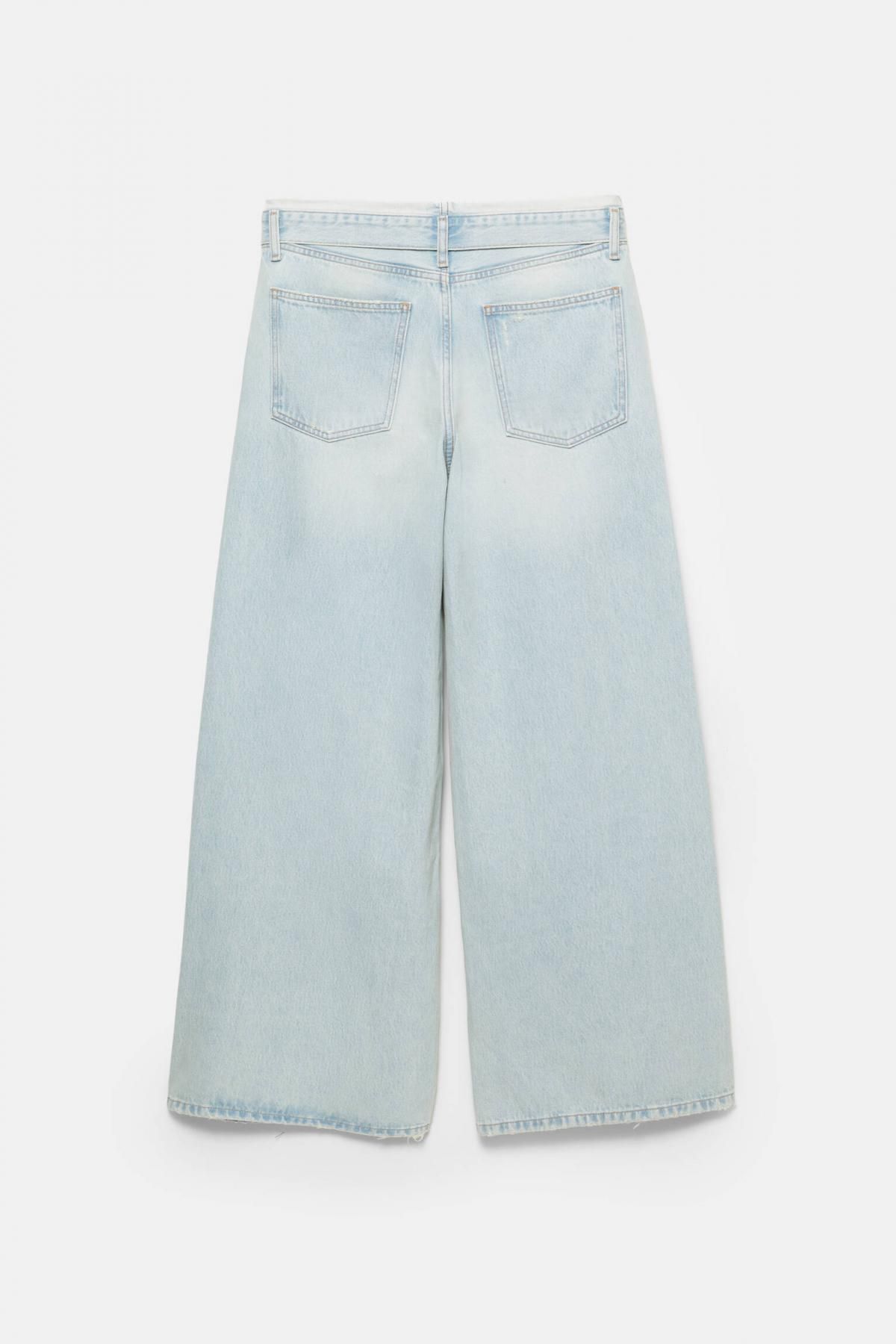 풀앤베어 연청 와이드 배기핏 턴업 웨이스트 데님 팬츠 7687/356 PALE BLUE - 상세 이미지 2