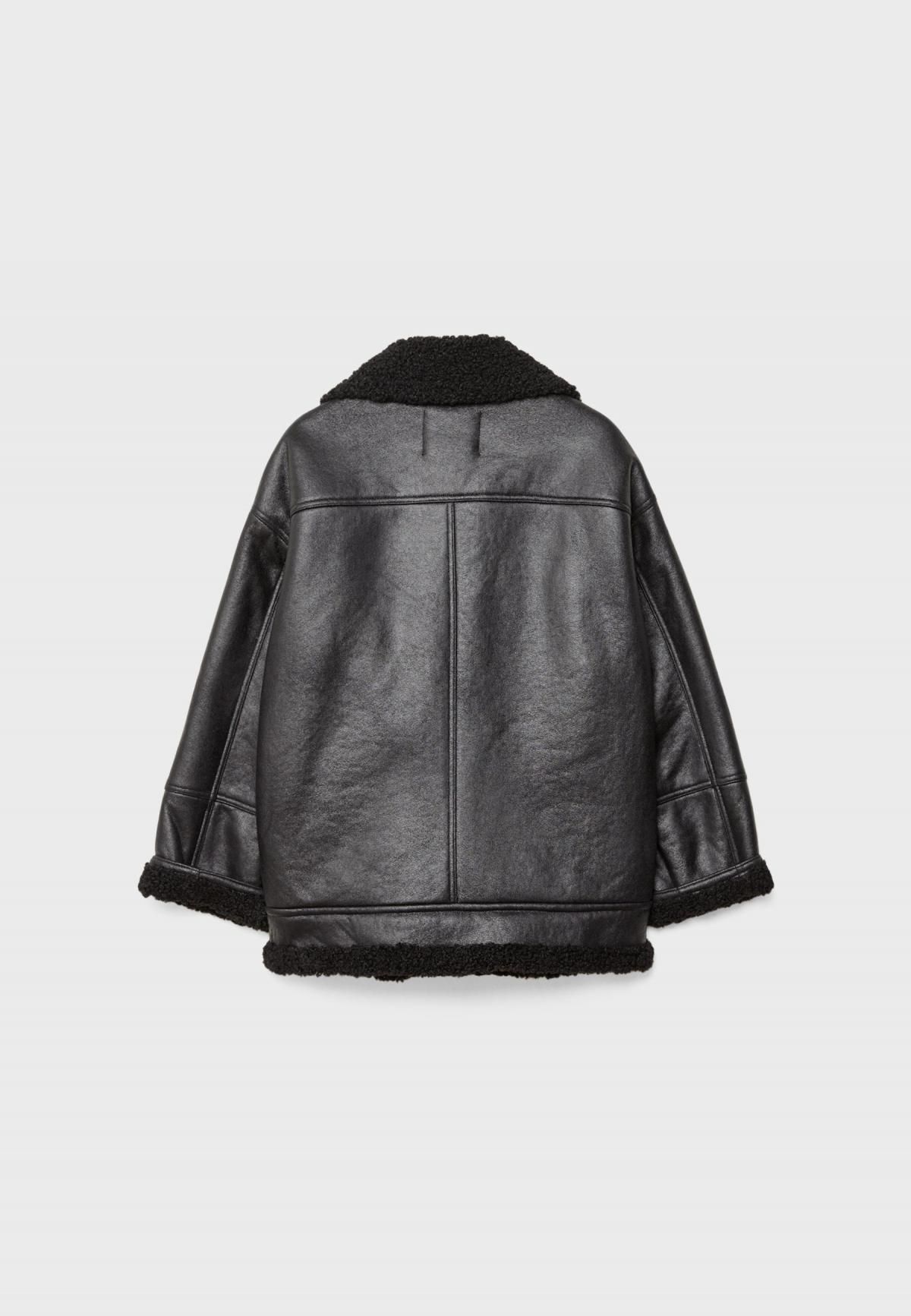 스트라디바리우스 무스탕 오버핏 페이크레더 버클 집업 자켓 8611/638 BLACK - 상세 이미지 2