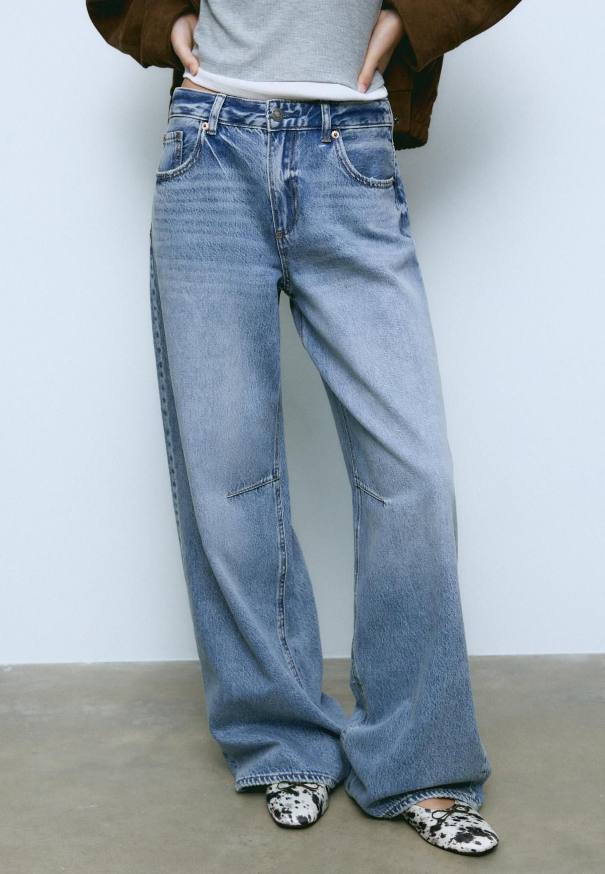 스트라디바리우스 트렌디 와이드핏 데님 와이드 청바지 4893/243 MEDIUM DENIM WASH - 상품 이미지