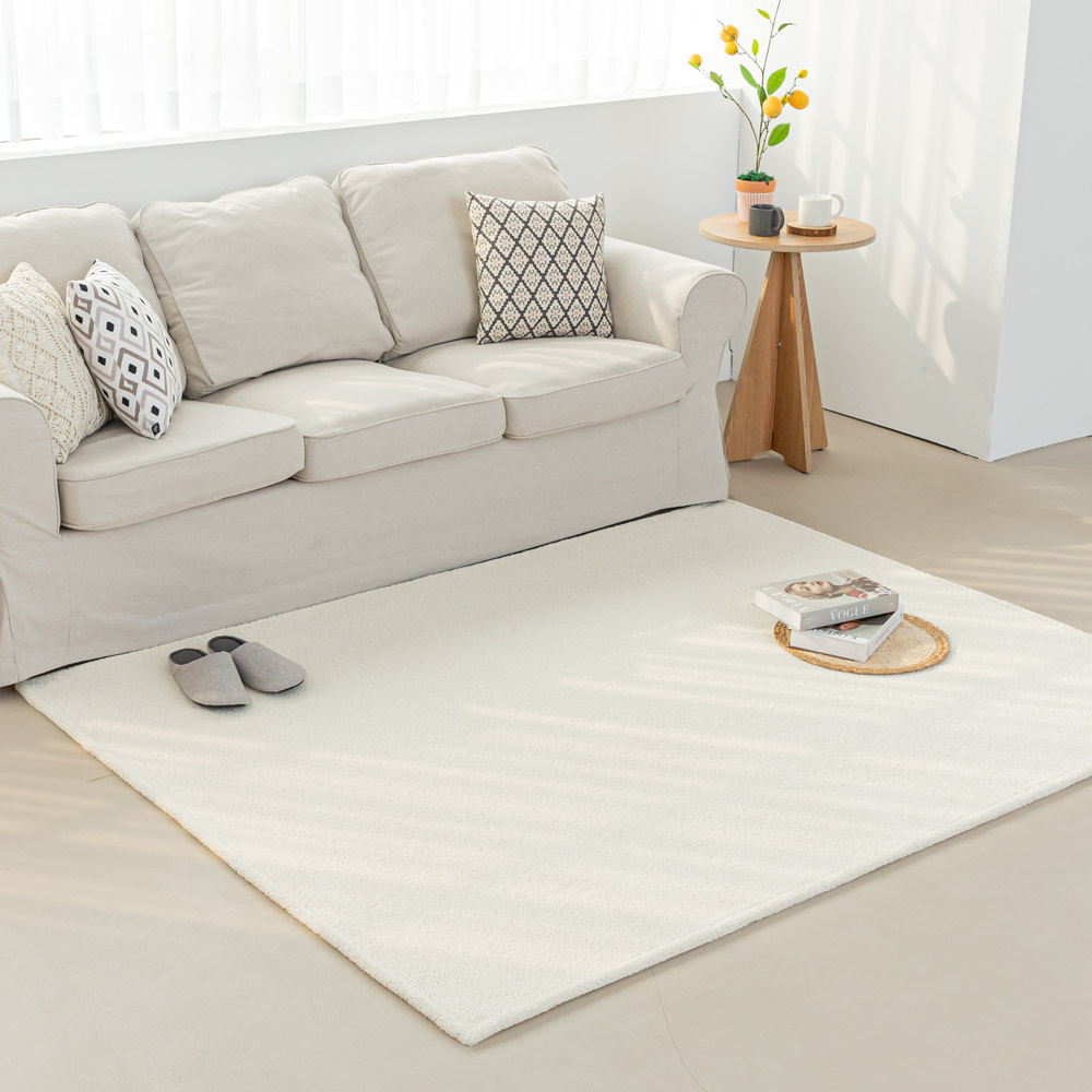 먼지없는 워셔블 장모 온감 러그 대형 거실 침실 원룸 노바 스노우화이트, 200x300