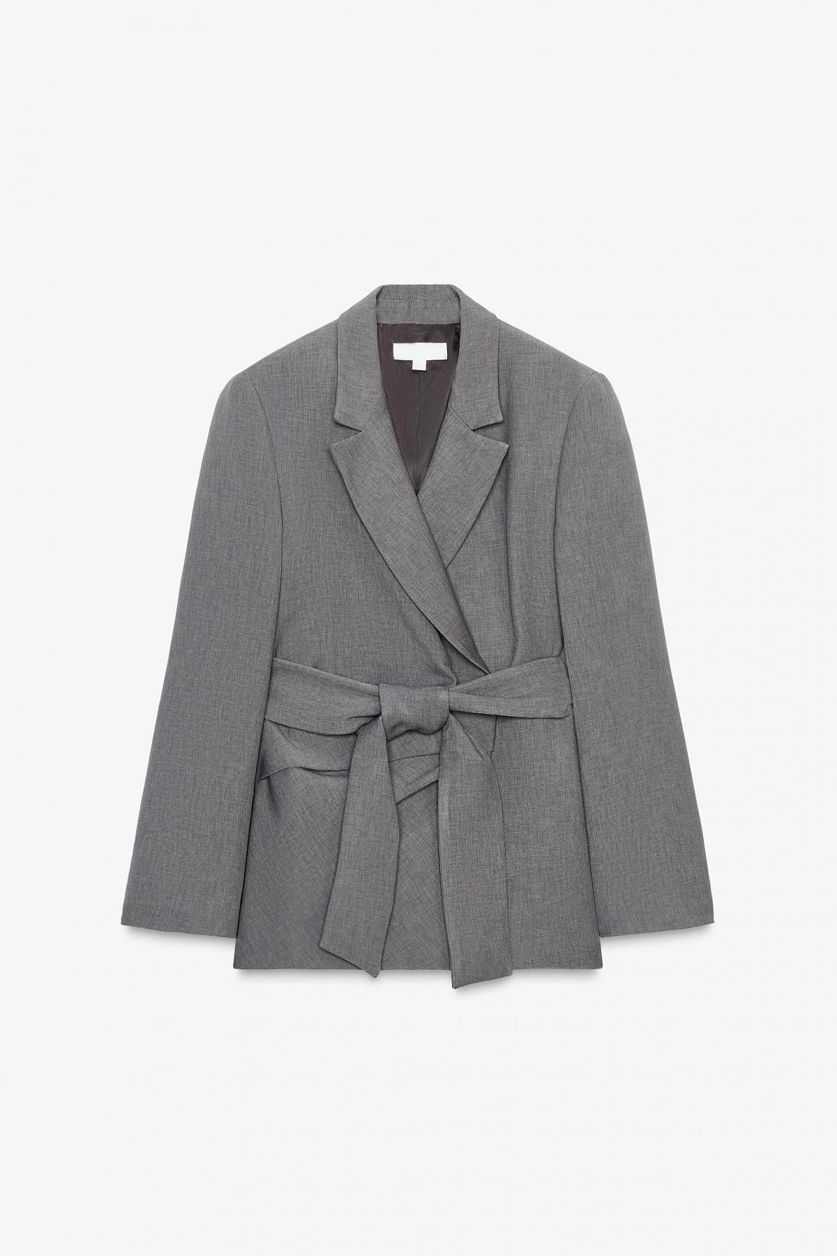자라 테일러드 숄더패드 벨트 더블브레스트 재킷 8985/560 TAUPE GREY - 메인 이미지