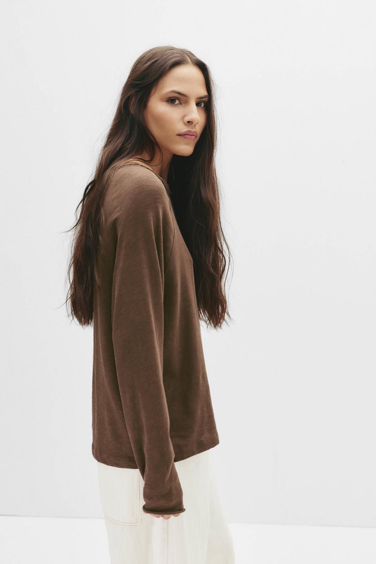 풀앤베어 베이직 코튼 래글런 긴팔 티셔츠 7152/306 BROWN - 상세 이미지 4