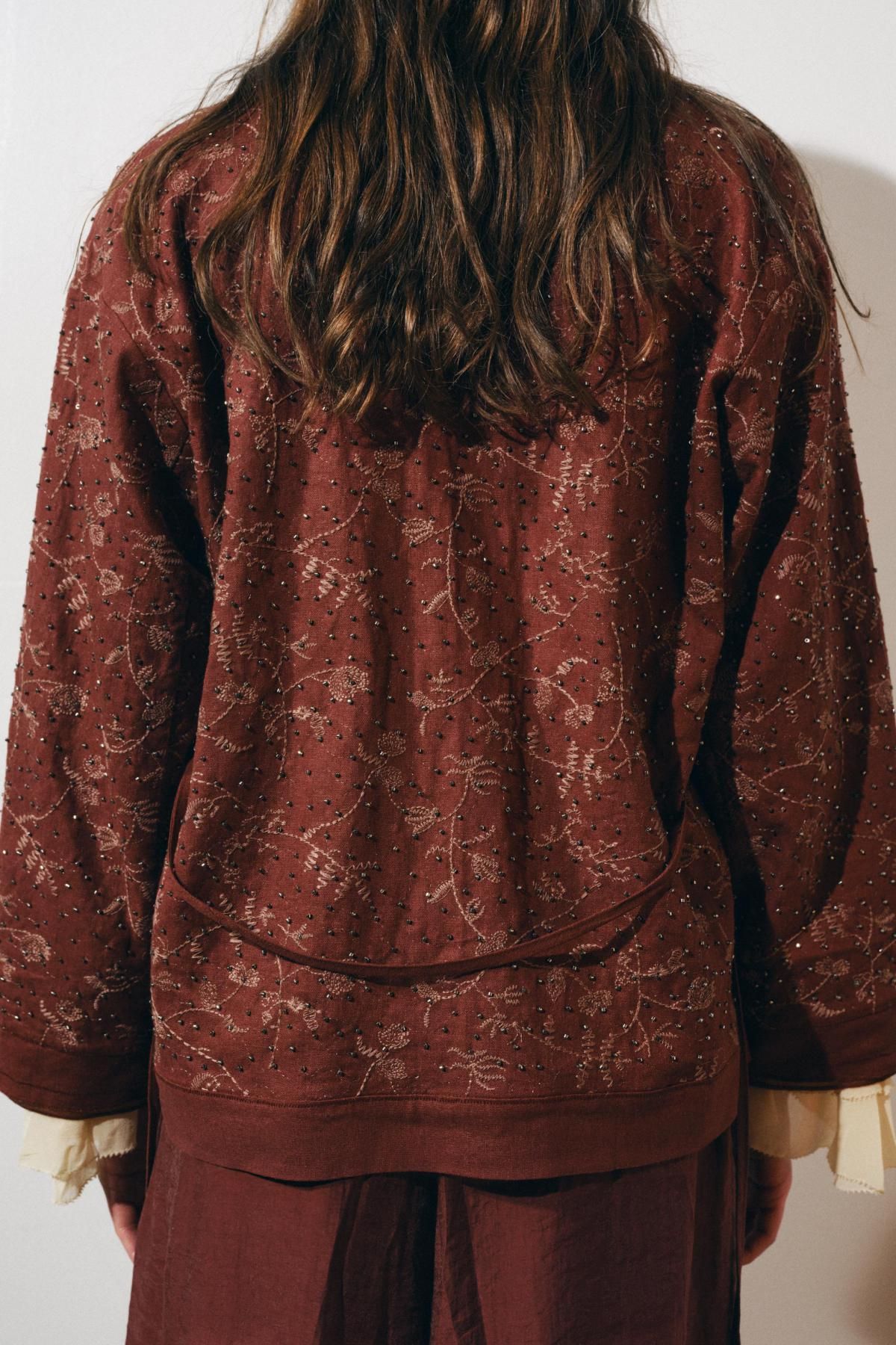 자라 에스닉 자수 린넨블렌드 기모노 재킷 2731/260 LIGHT BURGUNDY - 상세 이미지 4