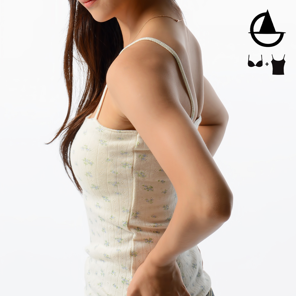 그리니치 톡톡튀는 플라워 일자넥 캡나시 브라탑 끈나시 요가복 - 상세 이미지 5