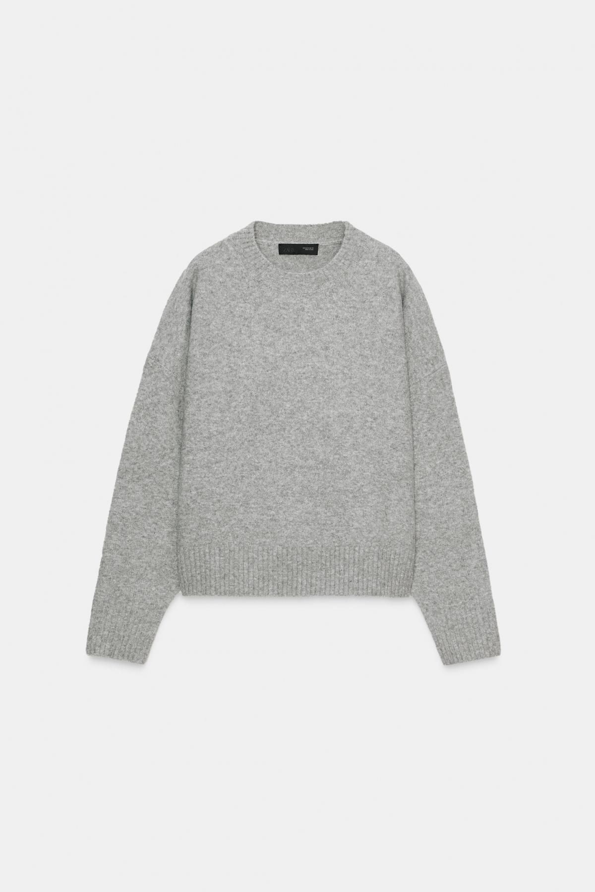 자라 미니멀 소프트 라운드넥 니트 스웨터 2142/161 GREY MARL - 상품 이미지
