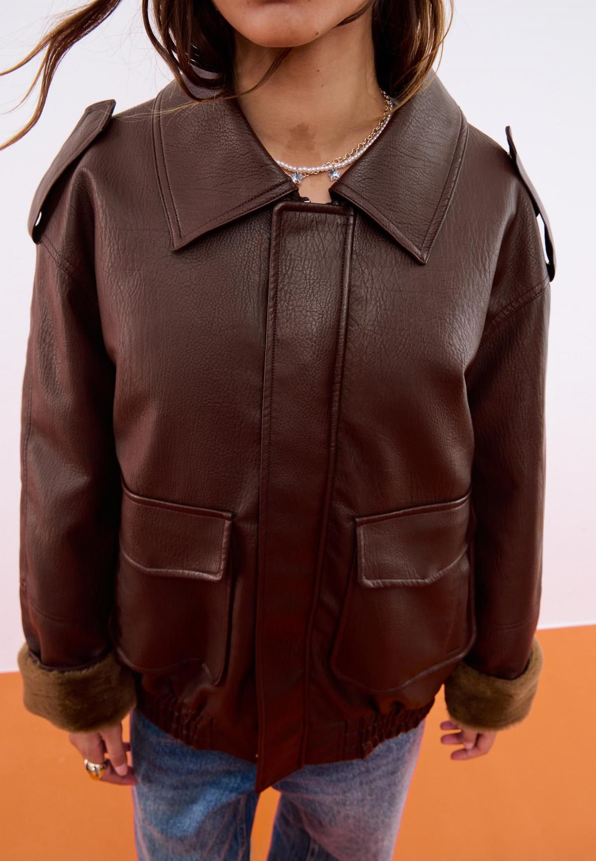 스트라디바리우스 테크니컬 페이크레더 퍼카라 포켓 재킷 8858/362 BROWN - 상세 이미지 4
