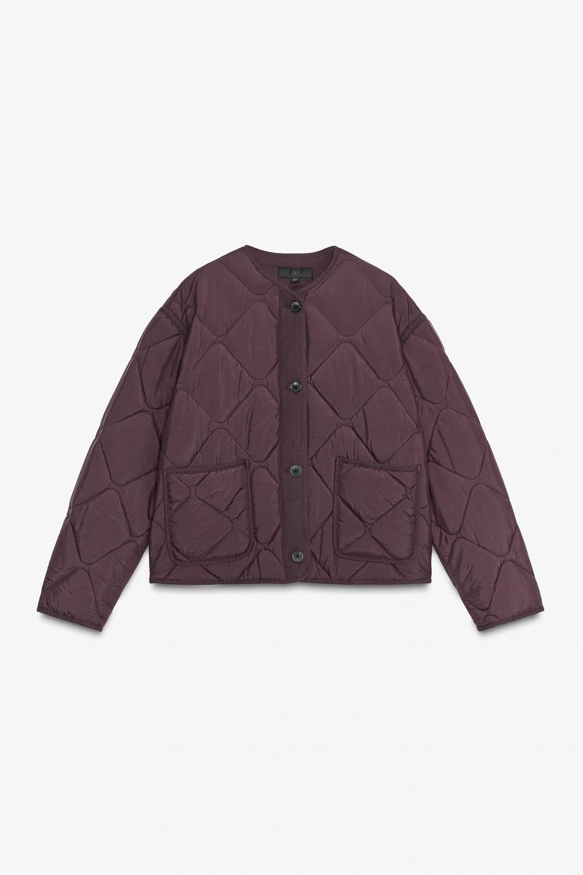 자라 라운드넥 퀼팅 패치포켓 경량 재킷 8372/279 BURGUNDY - 메인 이미지
