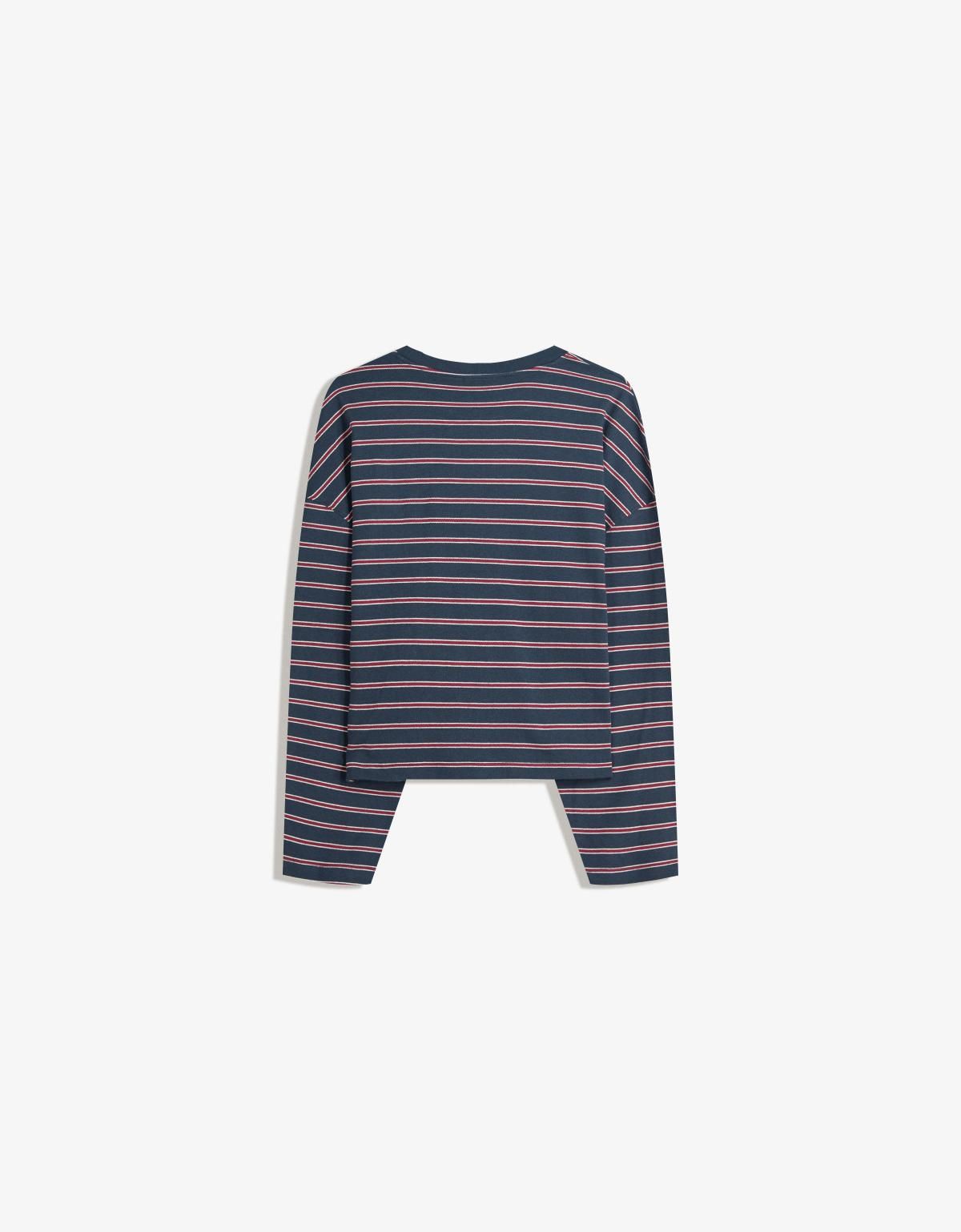 버쉬카 스트라이프 크롭 긴팔 티셔츠 7547/443 NAVY - 상세 이미지 2