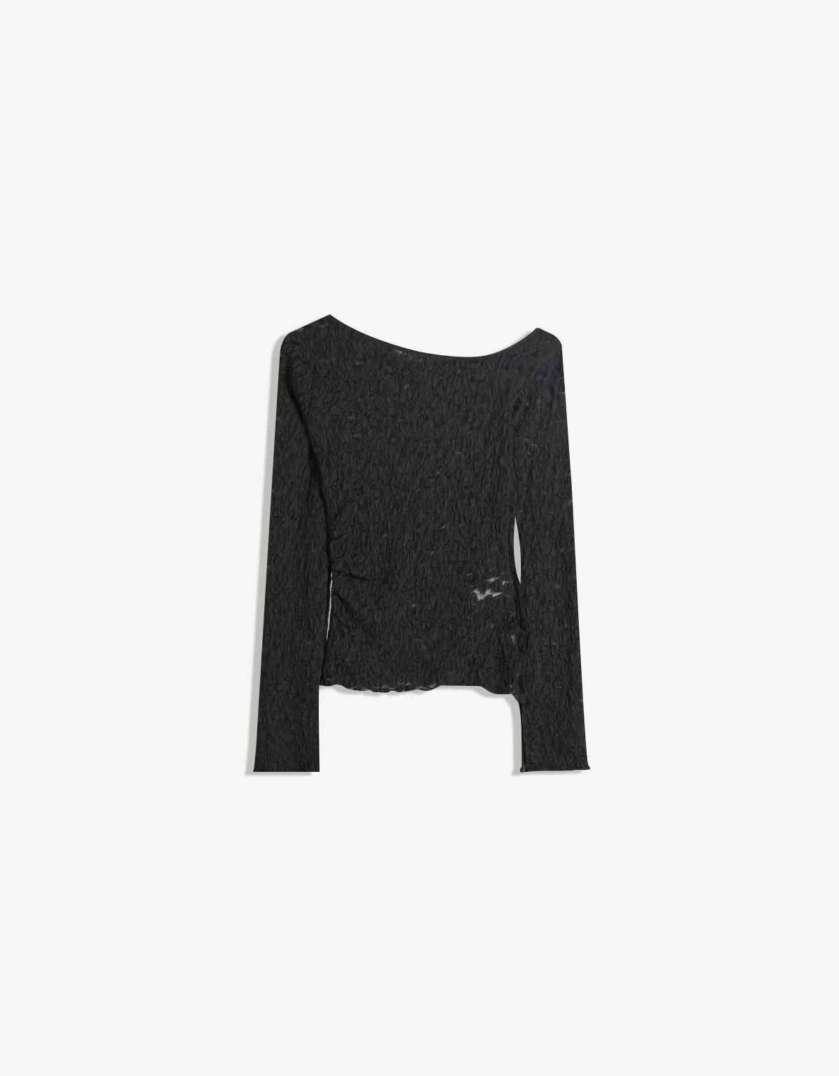 버쉬카 데일리 슬림핏 긴팔 레이스 탑 7542/662 BLACK - 상품 이미지