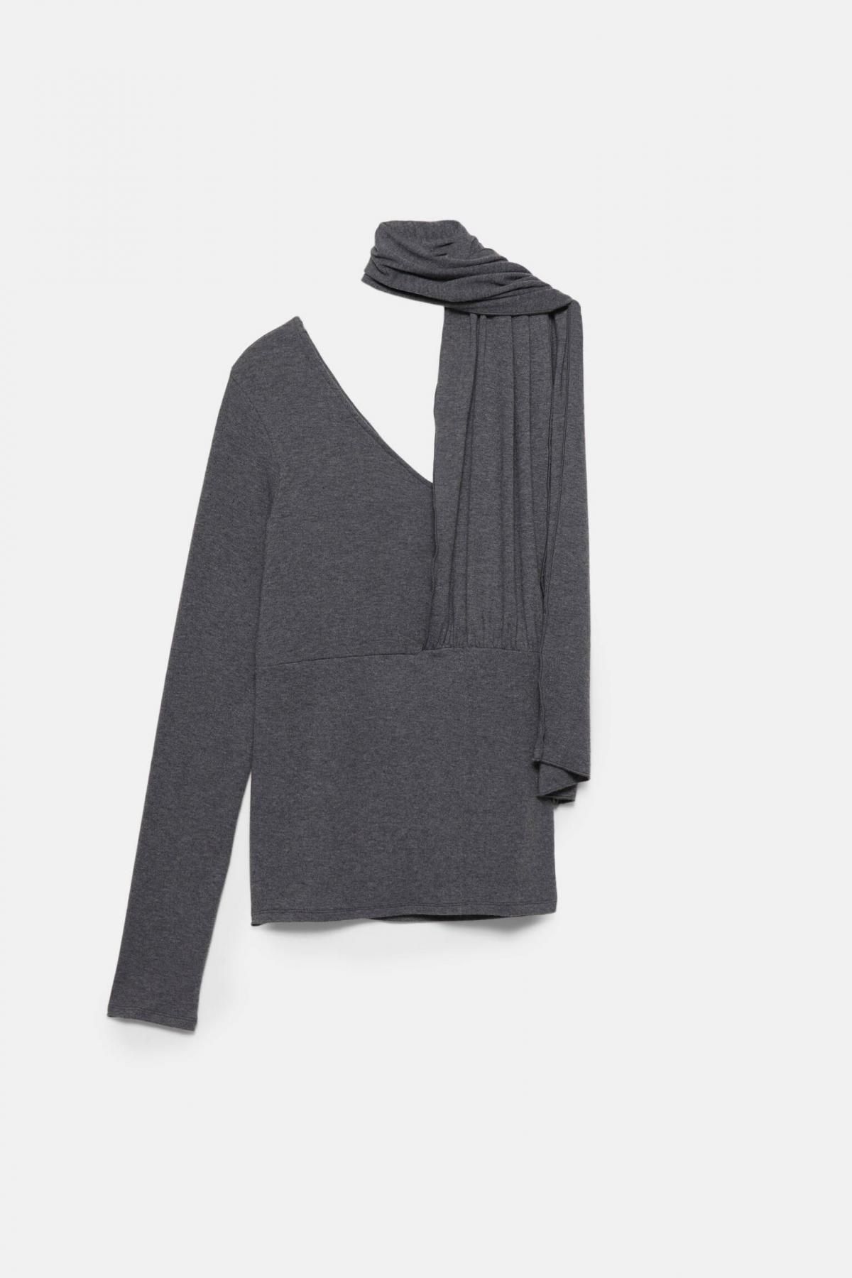 풀앤베어 소프트터치 언발란스넥 테크니컬 긴팔 티셔츠 7150/441 ANTHRACITE GREY - 메인 이미지