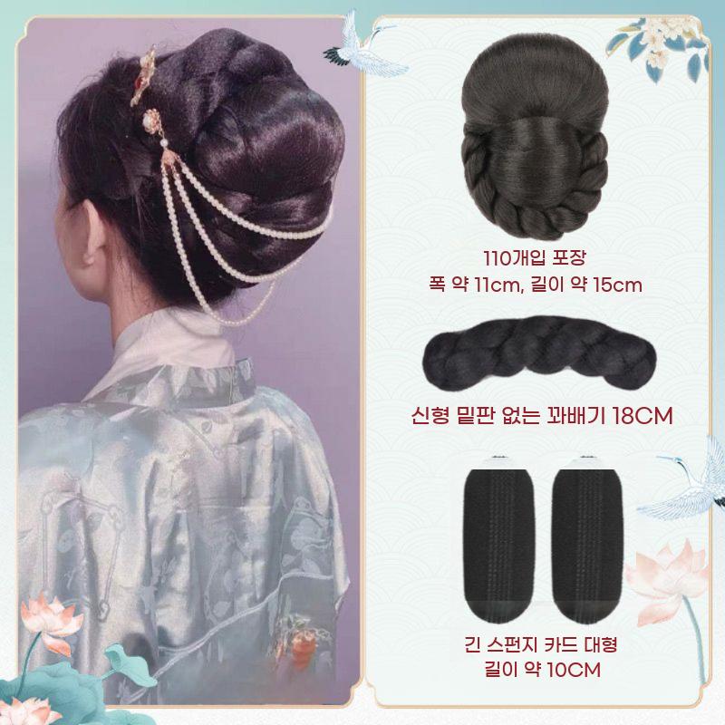올림머리 가발 전통 중전 헤어 머리 촬영 헤어피스 왕비 - 상세 이미지 3
