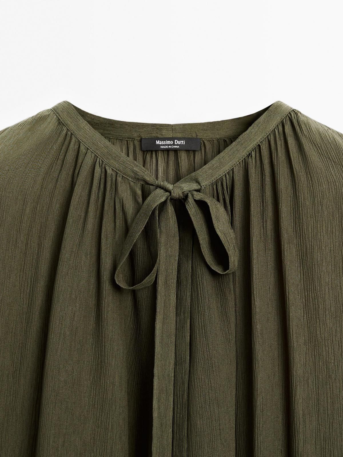 마시모두띠 세미시어 리본타이 케이프 블라우스 5148/748 DARK GREEN - 상세 이미지 2