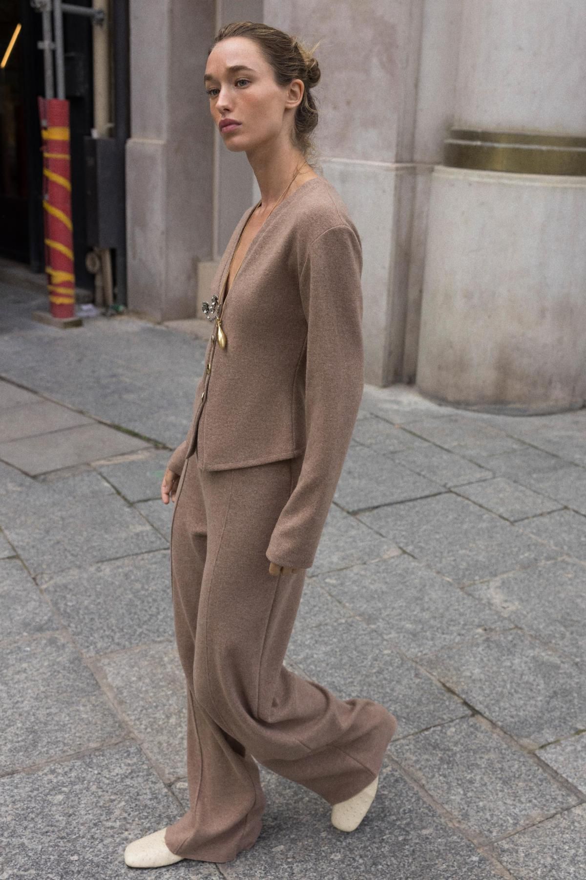 자라 소프트 터치 와이드 팔라조 팬츠 5039/223 MOCHA - 상세 이미지 3