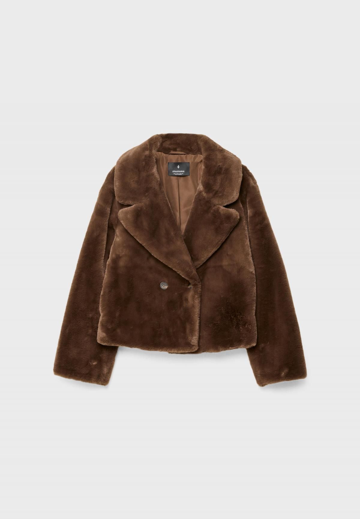 스트라디바리우스 테크니컬 더블 브레스트 페이크퍼 자켓 8630/837 BROWN - 상품 이미지