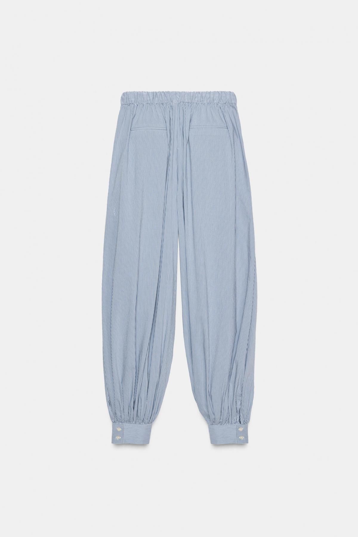 자라 스트라이프 코튼 포플린 벌룬 와이드 팬츠 9453/108 BLUE/WHITE - 상세 이미지 5