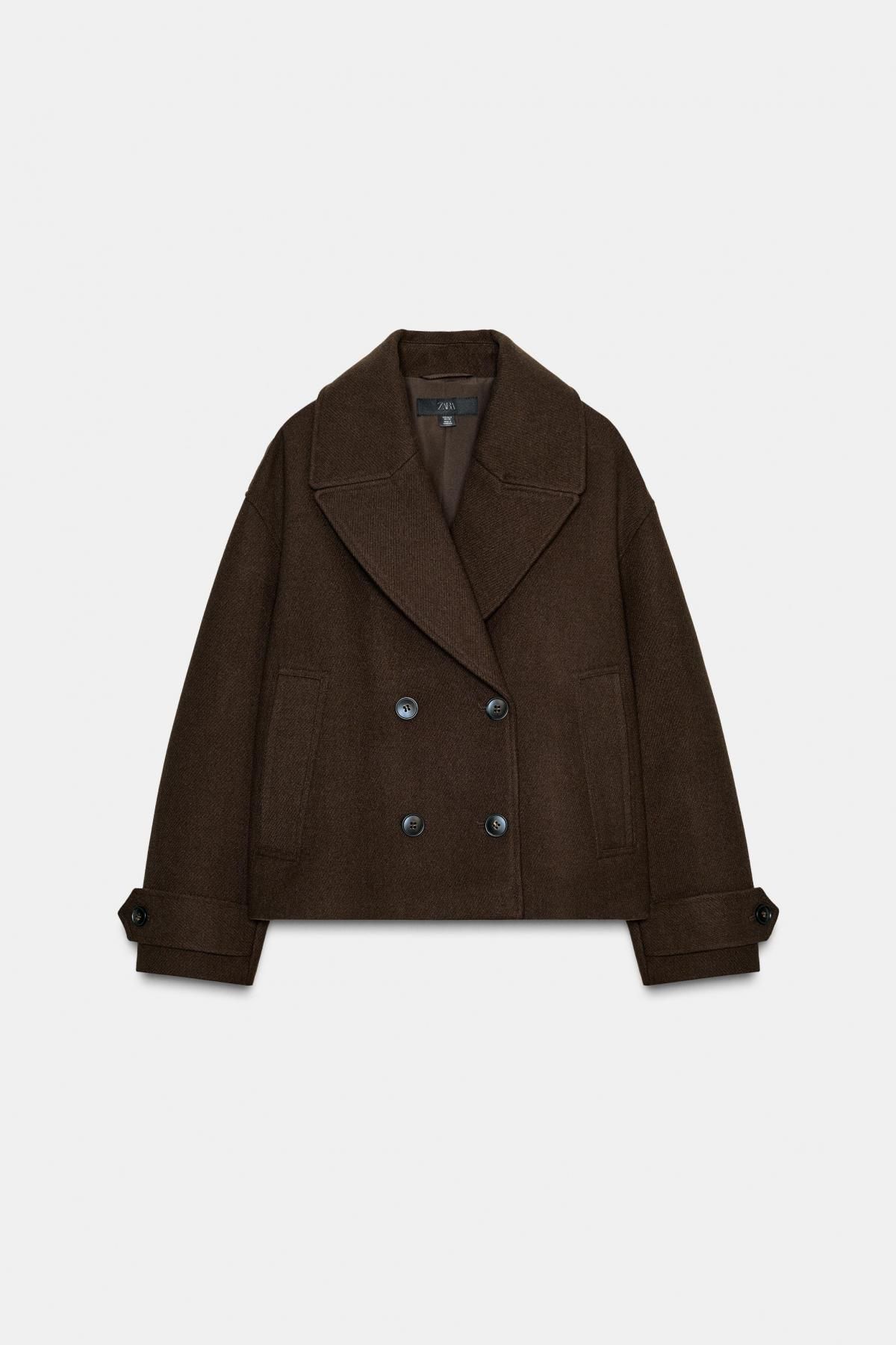 자라 브라운 클래식 더블브레스트 숏코트 3046/297 BROWN - 메인 이미지