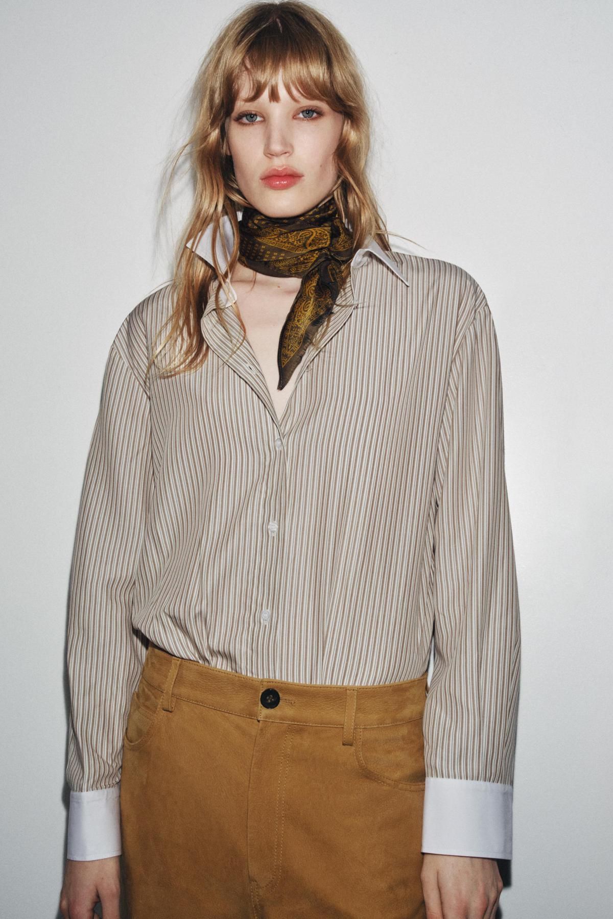 자라 컨트라스트 스트라이프 테크니컬 긴팔 셔츠 4043/254 STRIPED - 상세 이미지 3
