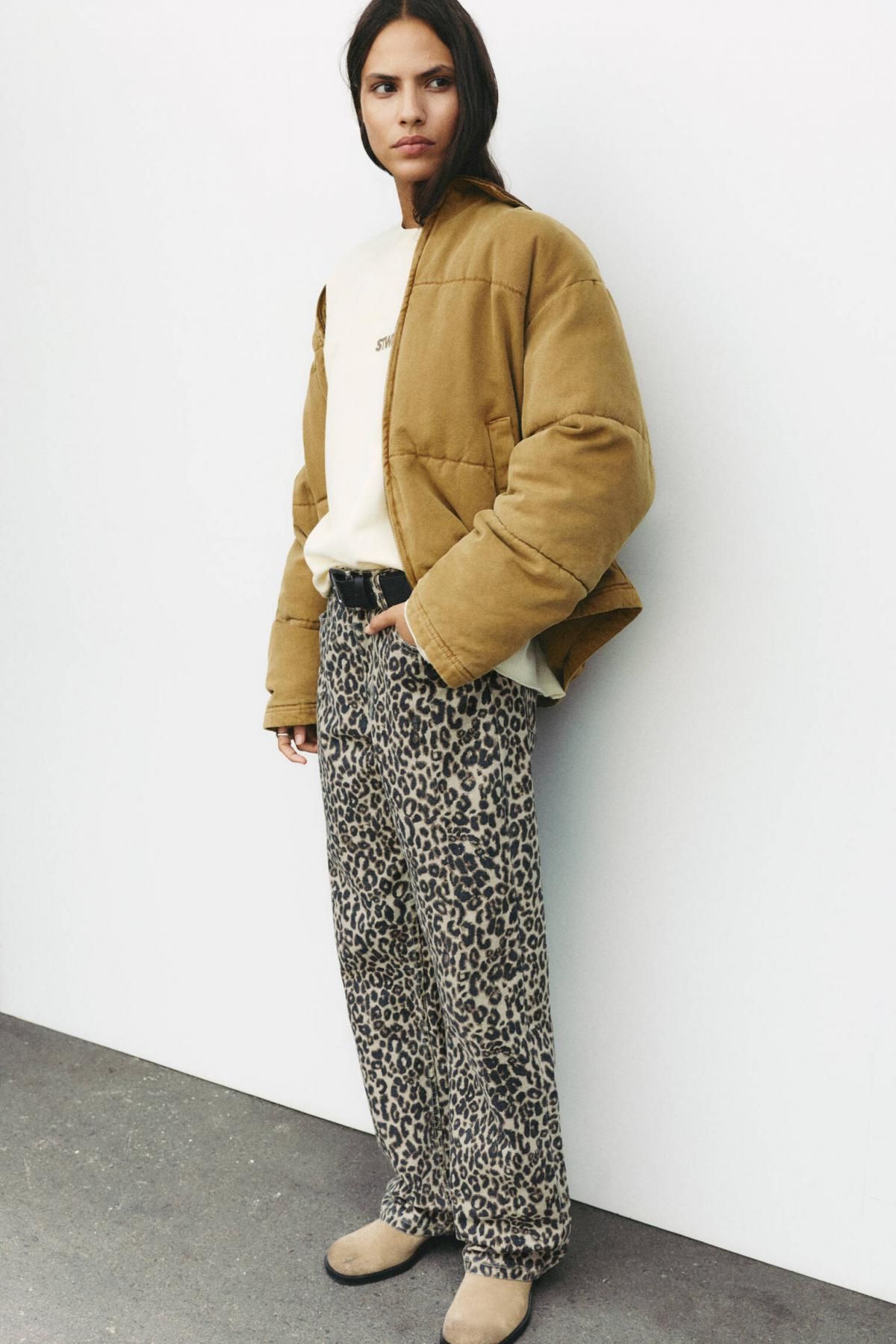 풀앤베어 레오파드 와이드핏 배기 청바지 7675/339 LEOPARD - 상세 이미지 2