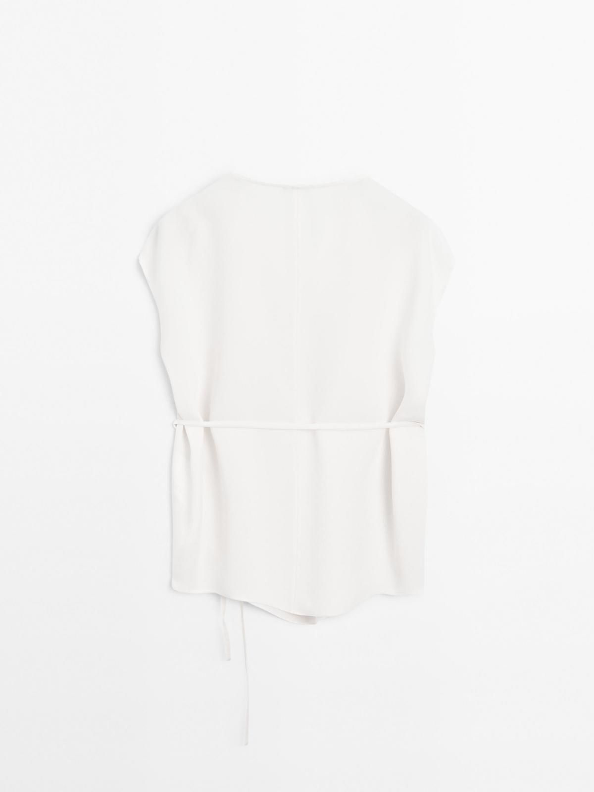 마시모두띠 크레이프 카울넥 타이 벨트 블라우스 5164/548 OFF WHITE - 상세 이미지 5