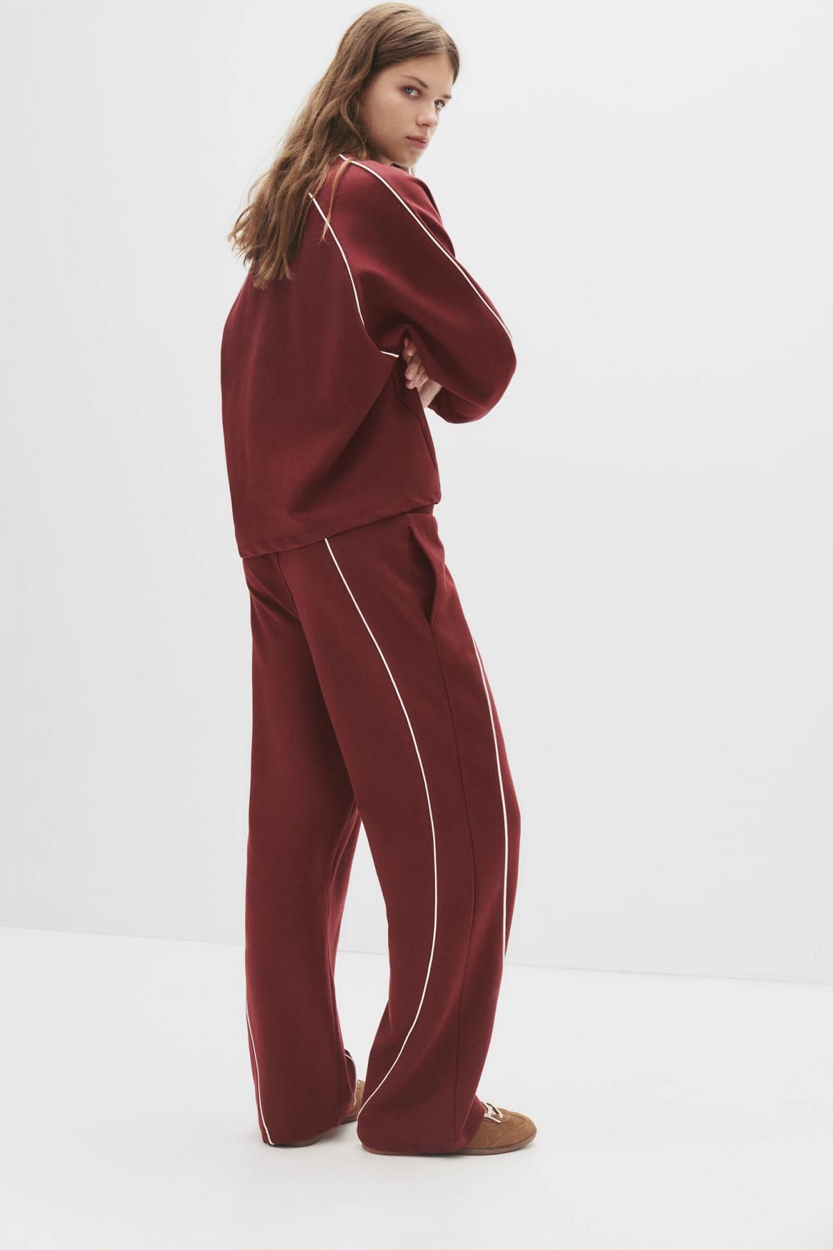 풀앤베어 테크니컬 버건디 파이핑 조거 팬츠 7675/358 MAROON - 상세 이미지 4