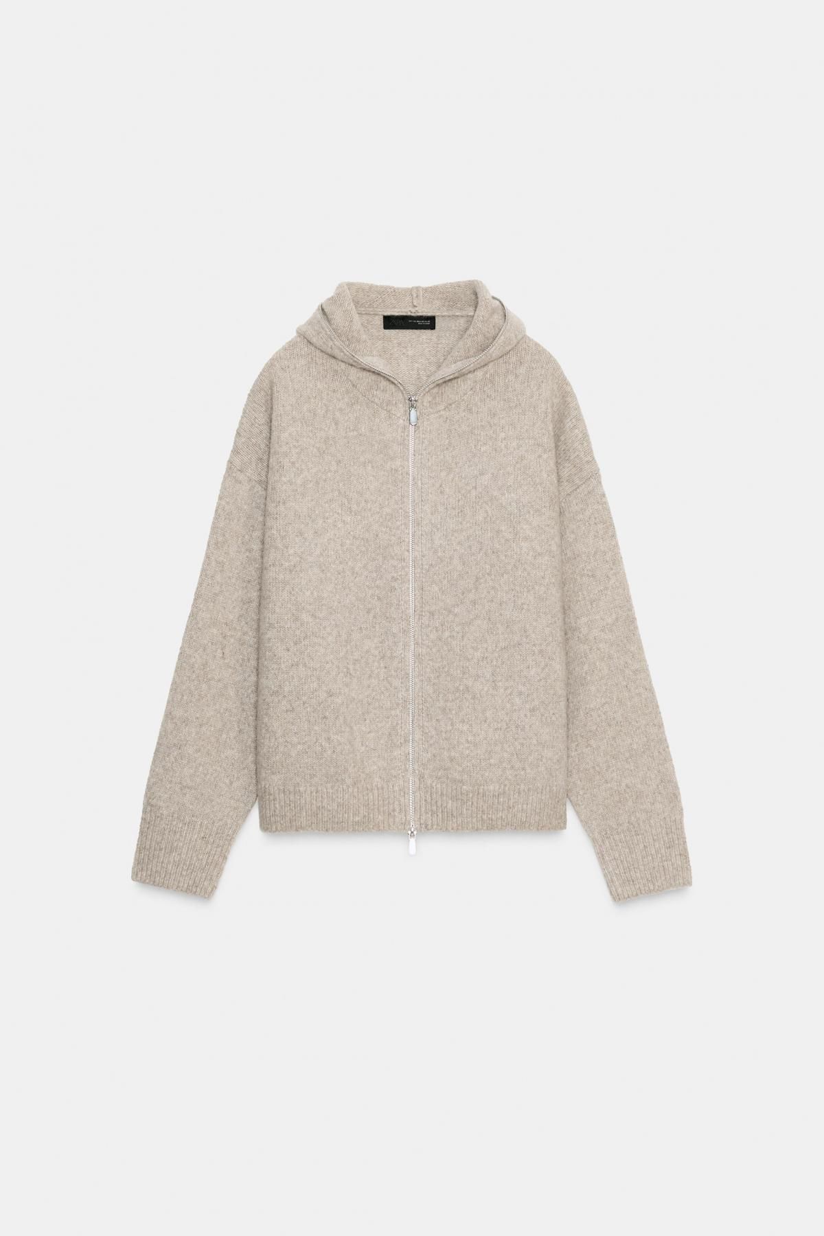 자라 프리미엄 울 후드 집업 재킷 5755/132 BEIGE - 상품 이미지