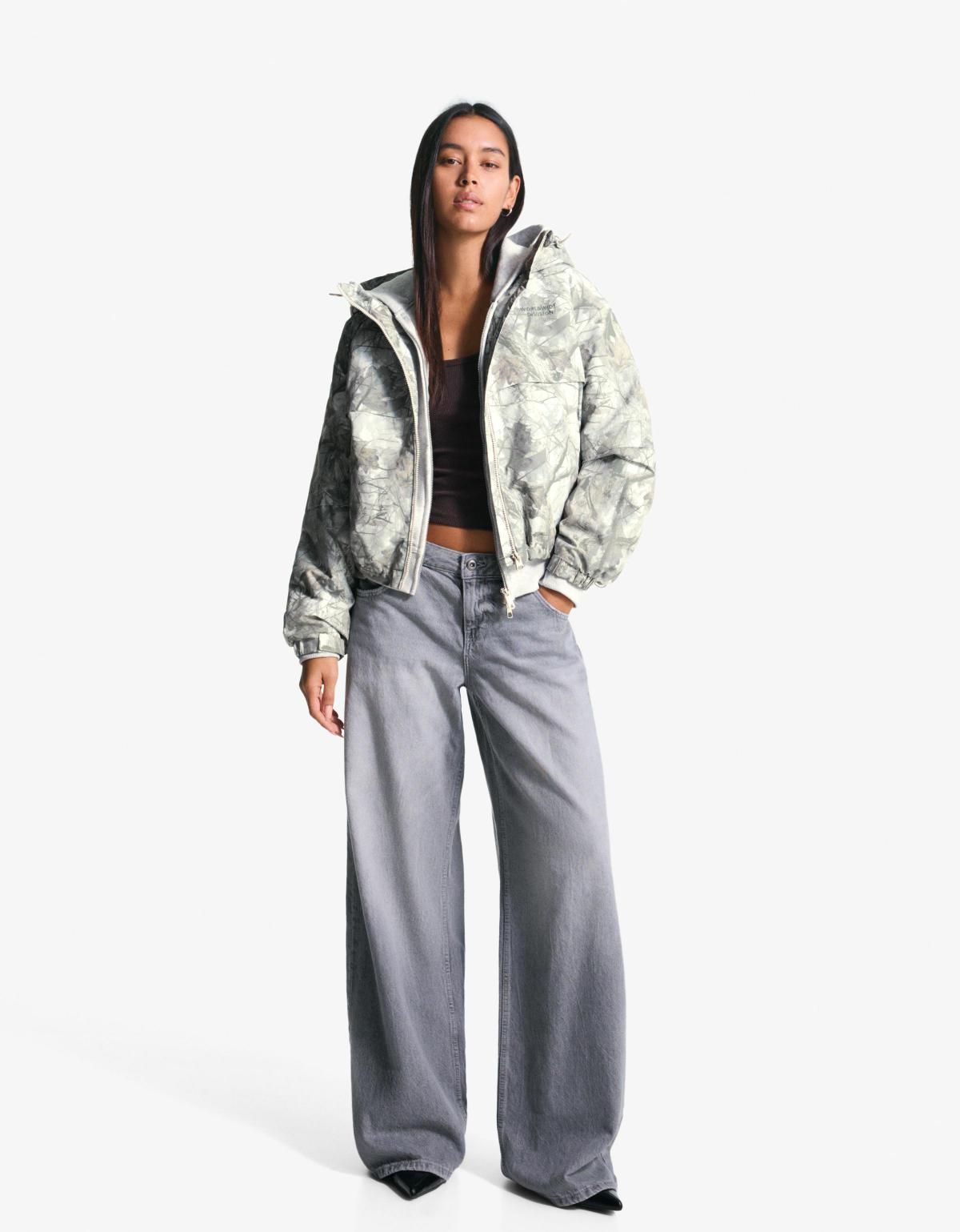 버쉬카 테크니컬 패턴 후드 패딩 재킷 6721/752 GREY - 상세 이미지 5