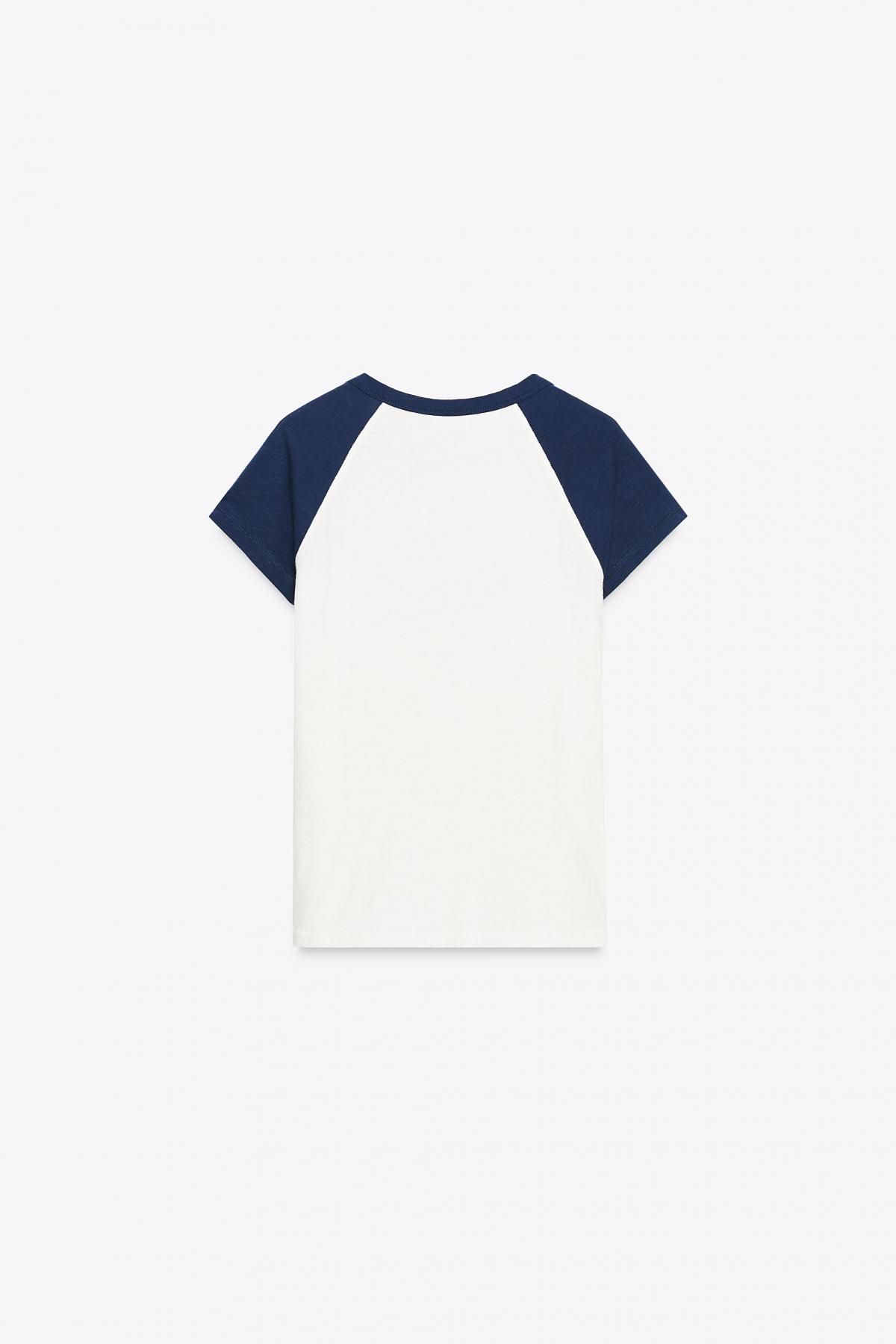 자라 캐주얼 레터링 래글런 반팔 티셔츠 5643/804 WHITE / NAVY - 상세 이미지 5