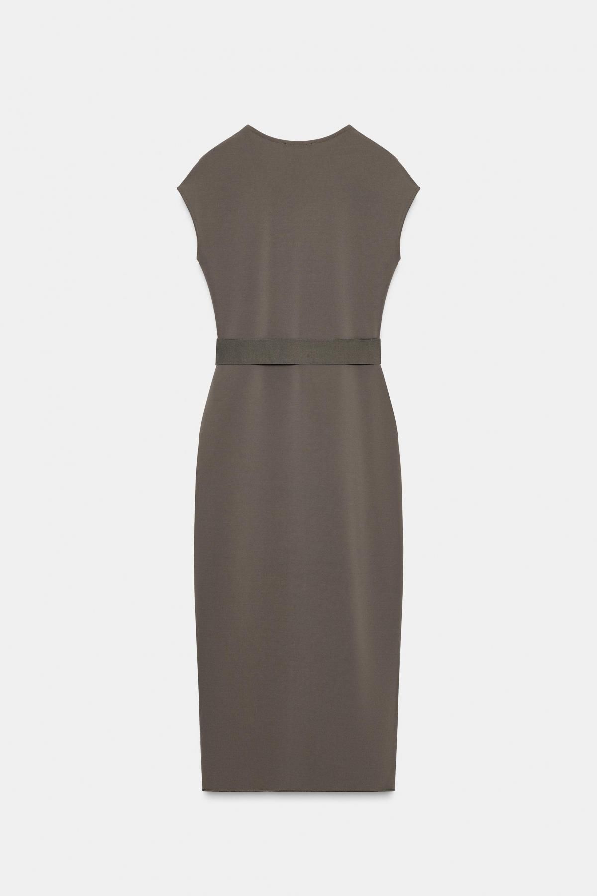 자라 스트레치 브이넥 벨트 미디 원피스 5584/204 MID KHAKI - 상세 이미지 5