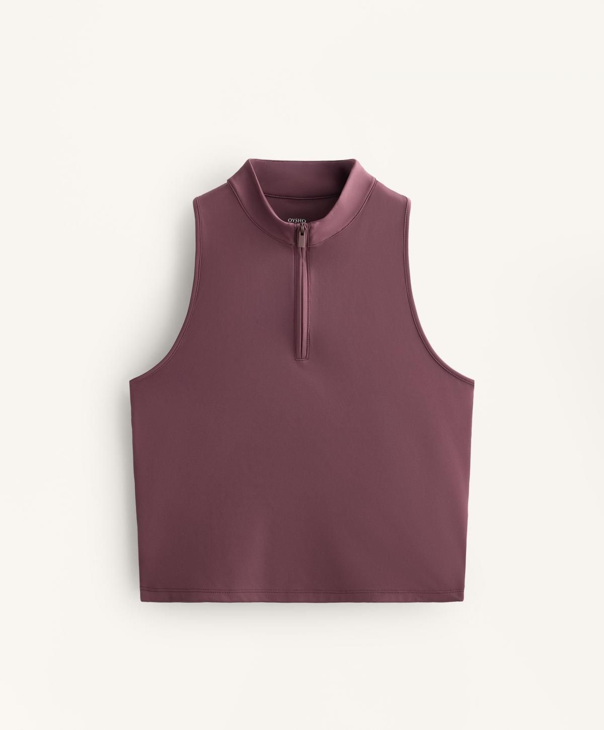 오이쇼 테크니컬 하이넥 민소매 하프집업 탑 2959/570 BURGUNDY - 상품 이미지