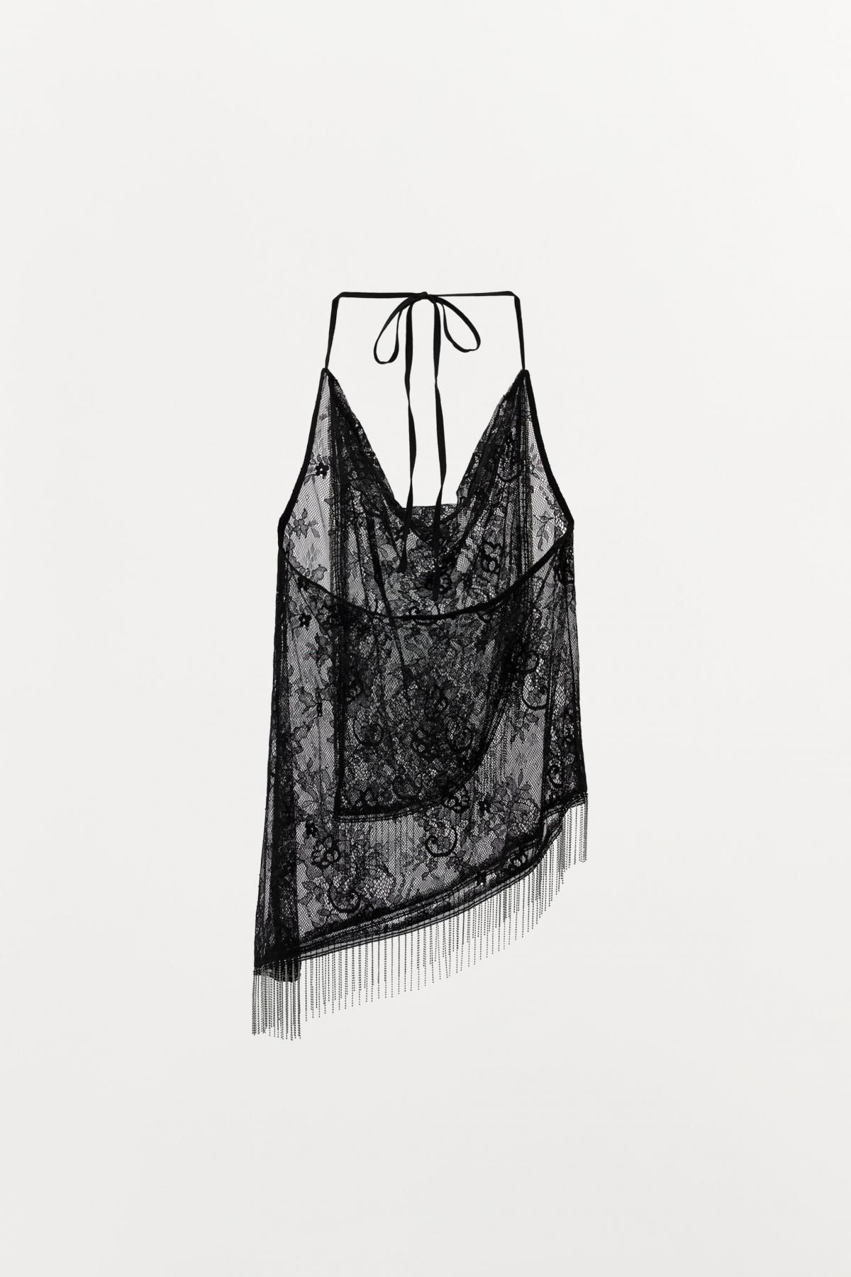 자라 레이스 비즈 홀터넥 민소매 탑 5063/833 BLACK - 상세 이미지 5