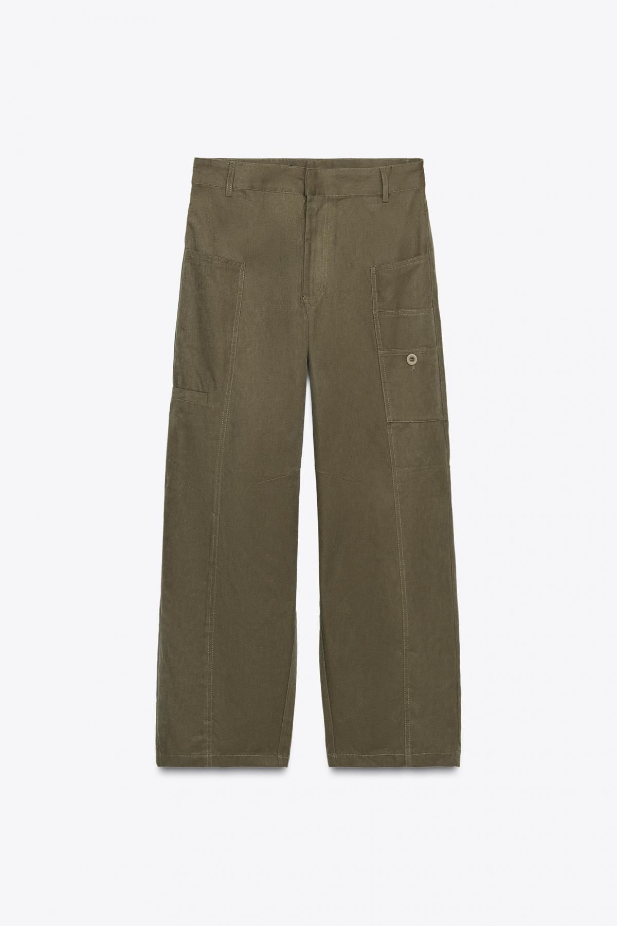 자라 카고 하이웨이스트 벌룬 와이드 팬츠 1255/543 DARK KHAKI - 메인 이미지