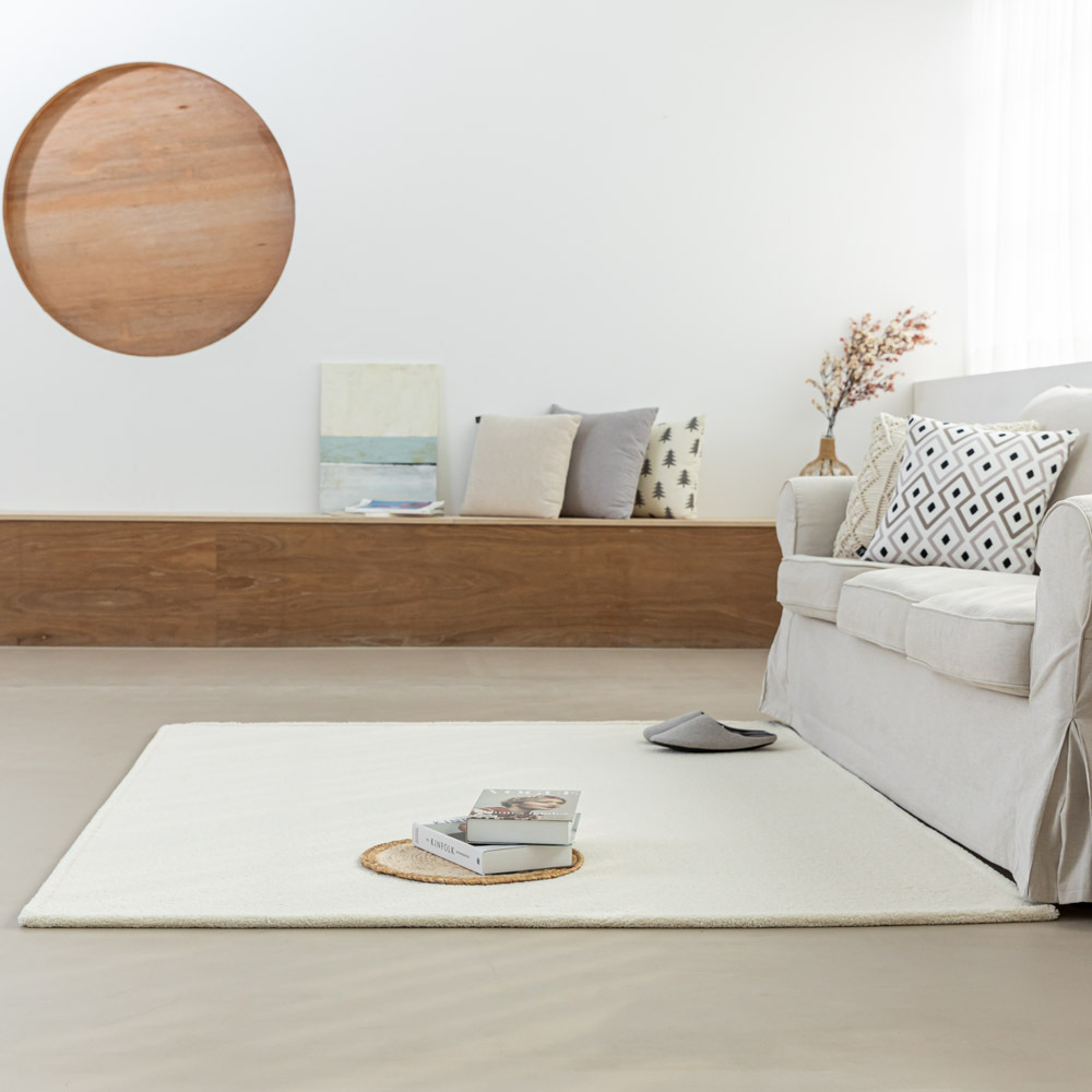 먼지없는 워셔블 장모 온감 러그 대형 거실 침실 원룸 노바 스노우화이트, 200x300