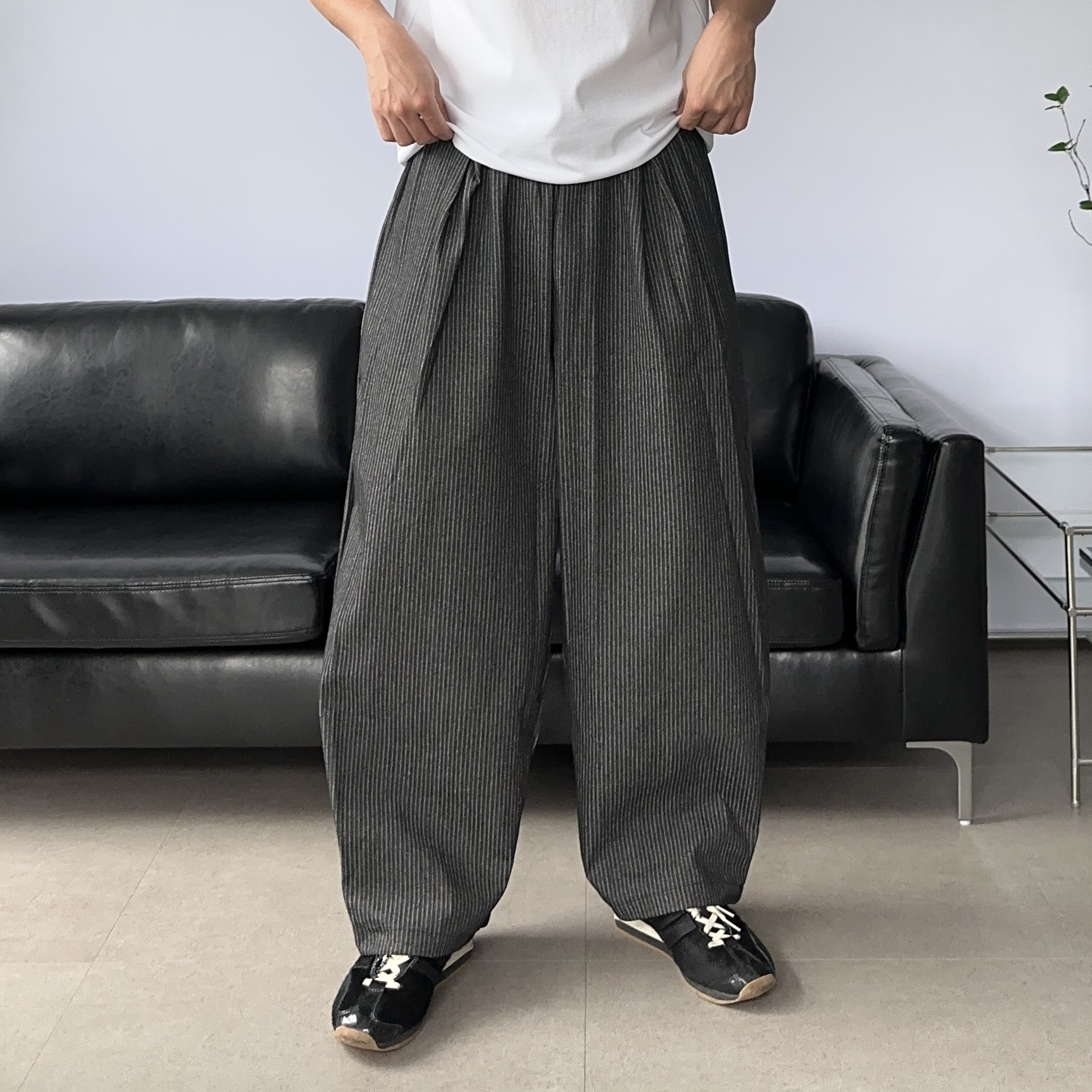 남자스트라이프팬츠 벌룬팬츠 통큰바지 - 상세 이미지 3